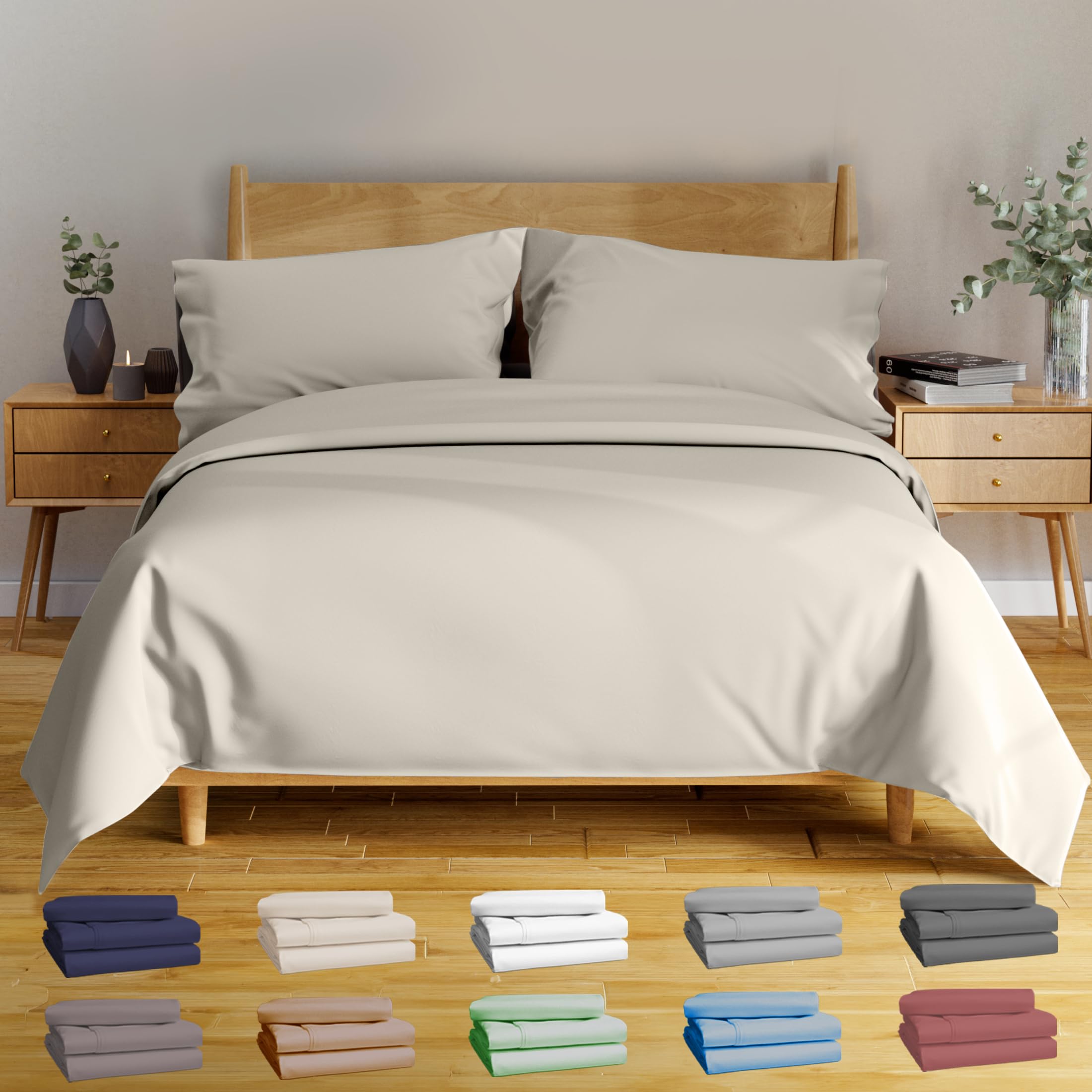 BAMPURE Luxury King Size Sheet Set - 100% Bamboo Viscose Cooling Bed Sheets for Hot Sleepers - Ultra Soft & Breathable - Fits Mattress Up to 16