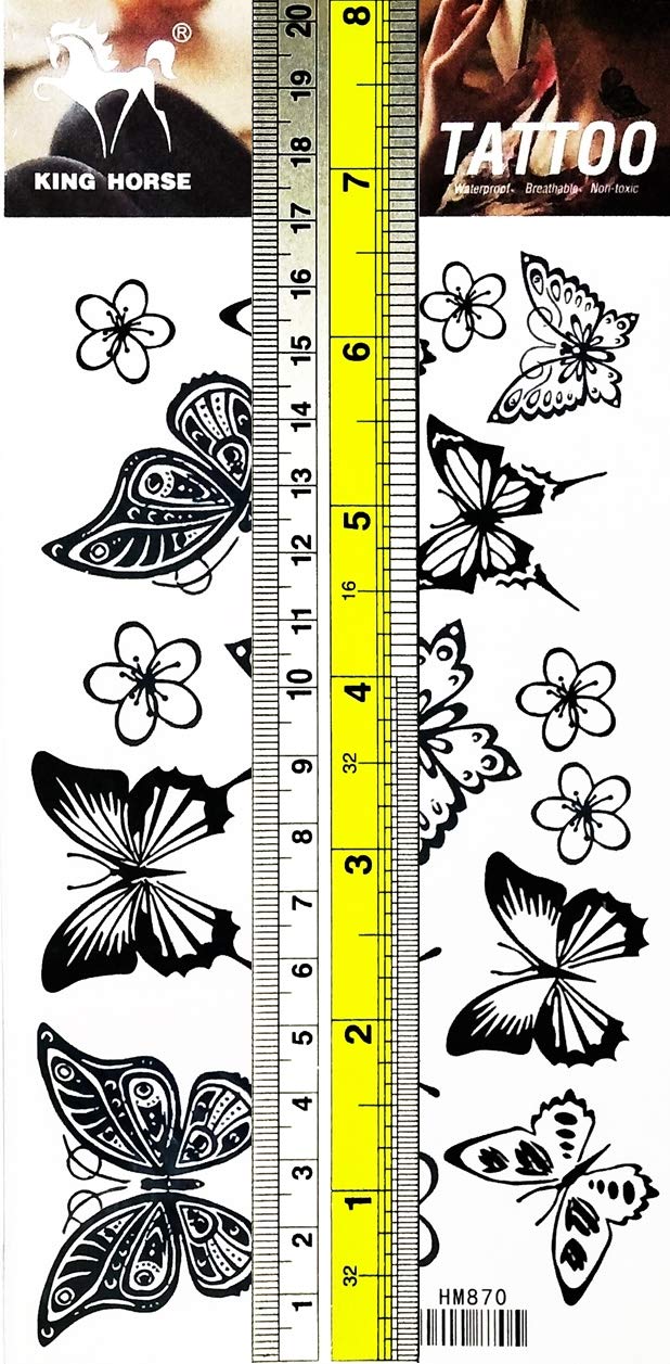 PARITA Temporary Tattoos - Black Butterfly & Sunny Sunflower Garden Cartoon Designs for Adults, Men, Women & Kids - Waterproof Fashion Body Art - Perfect for Parties, Festivals & Summer Beach Looks (1 Sheet)