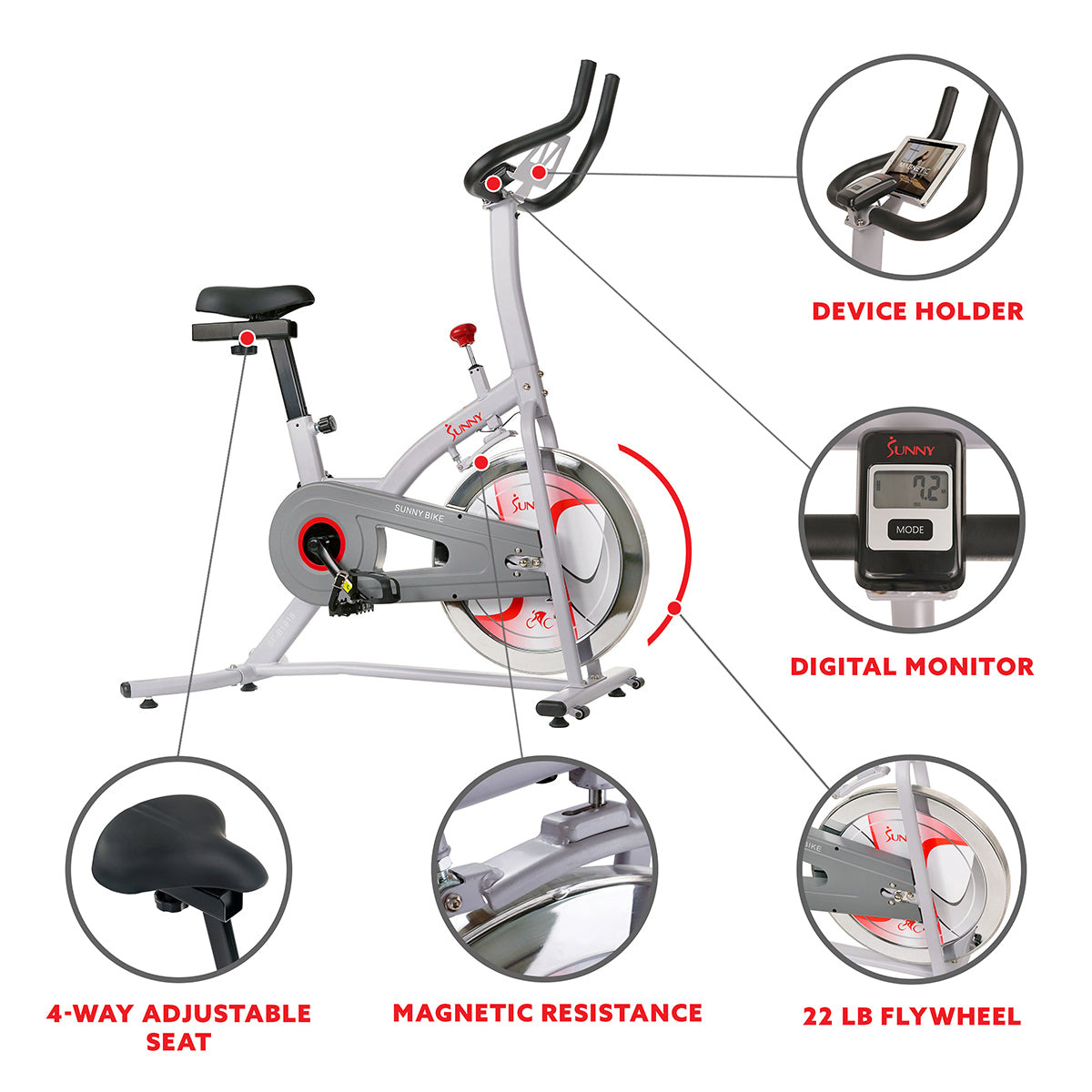 Premium Magnetic Resistance Indoor Cycling Exercise Bike - Silent & Smooth Home Workout for Cardio & Strength Training - Perfect for Home Gym, Fitness Enthusiasts & Spin Classes