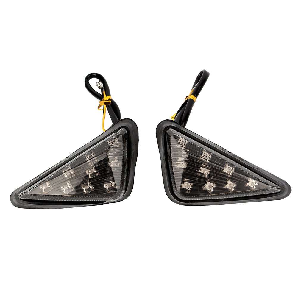 2 Pcs Motorcycle Amber LED Indicator Lights - 12V Euro Triangle Smoke Flush Mount Blinkers, Universal Clear Strobe Marker Lights with Yellow Light for Enhanced Visibility & Safety - Perfect for Harley, Honda, Yamaha & Other Motorcycles in Night Riding & Urban Commuting