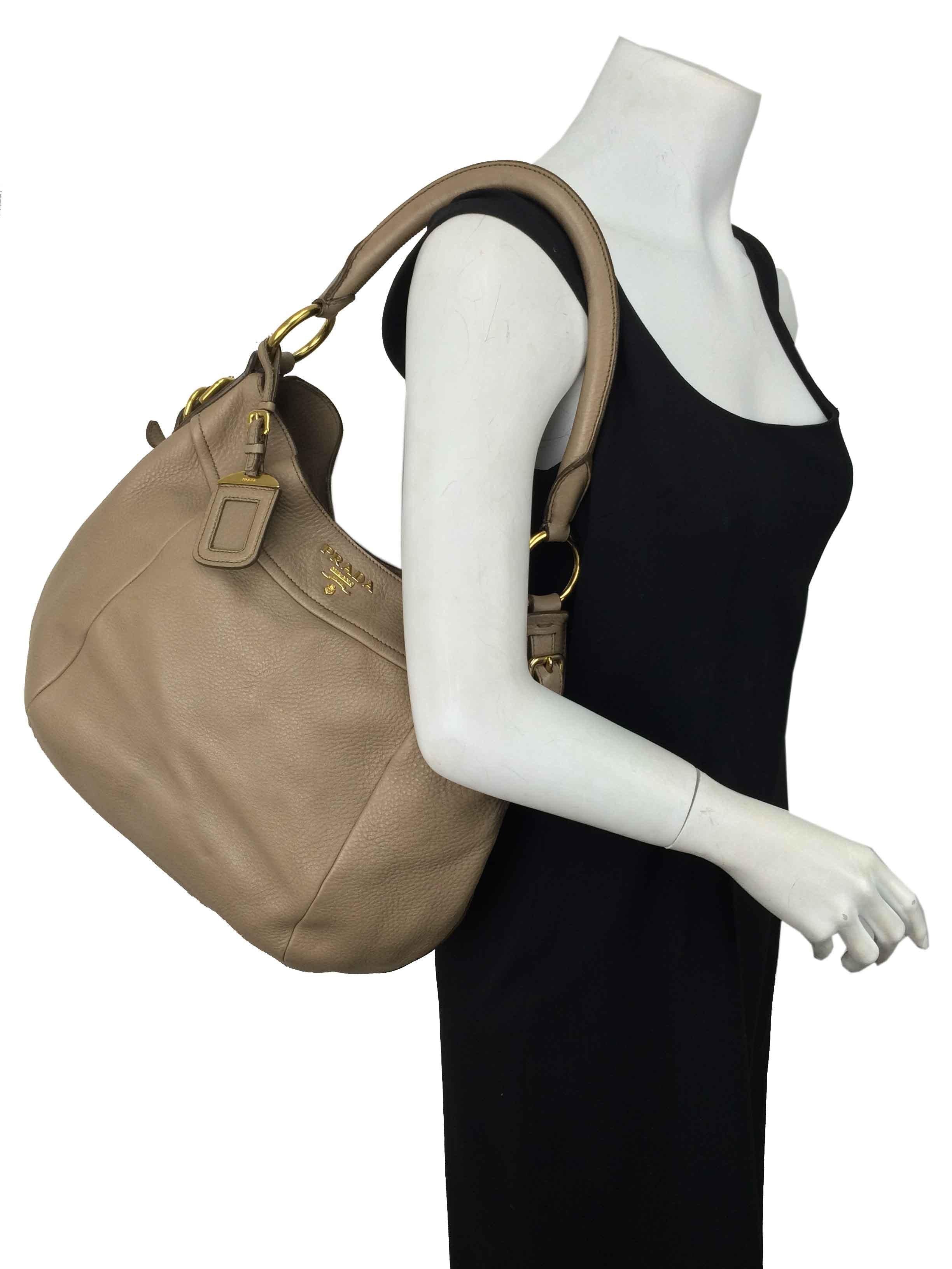 Prada Vitello Diano Leather Hobo Bag for Women | Luxury Designer Handbag | Perfect for Work, Travel & Everyday Use