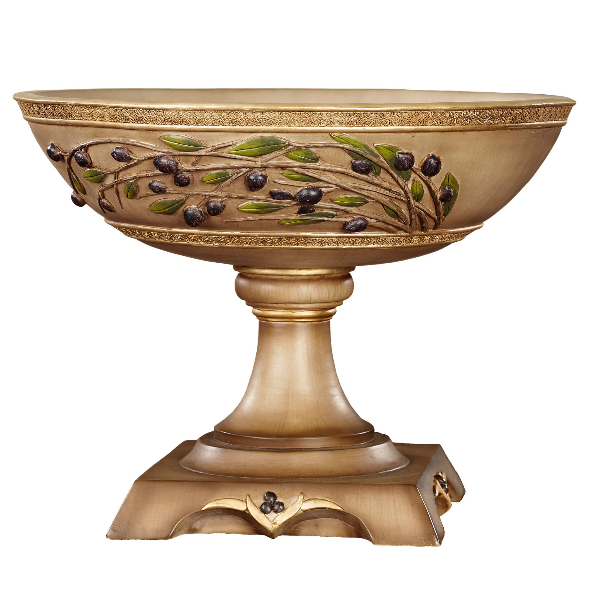 Touch of Class Vernazza Olive Centerpiece Bowl - Tawny Ceramic Fruit Display Bowl for Dining Table Decor, Kitchen Countertop, and Holiday Entertaining