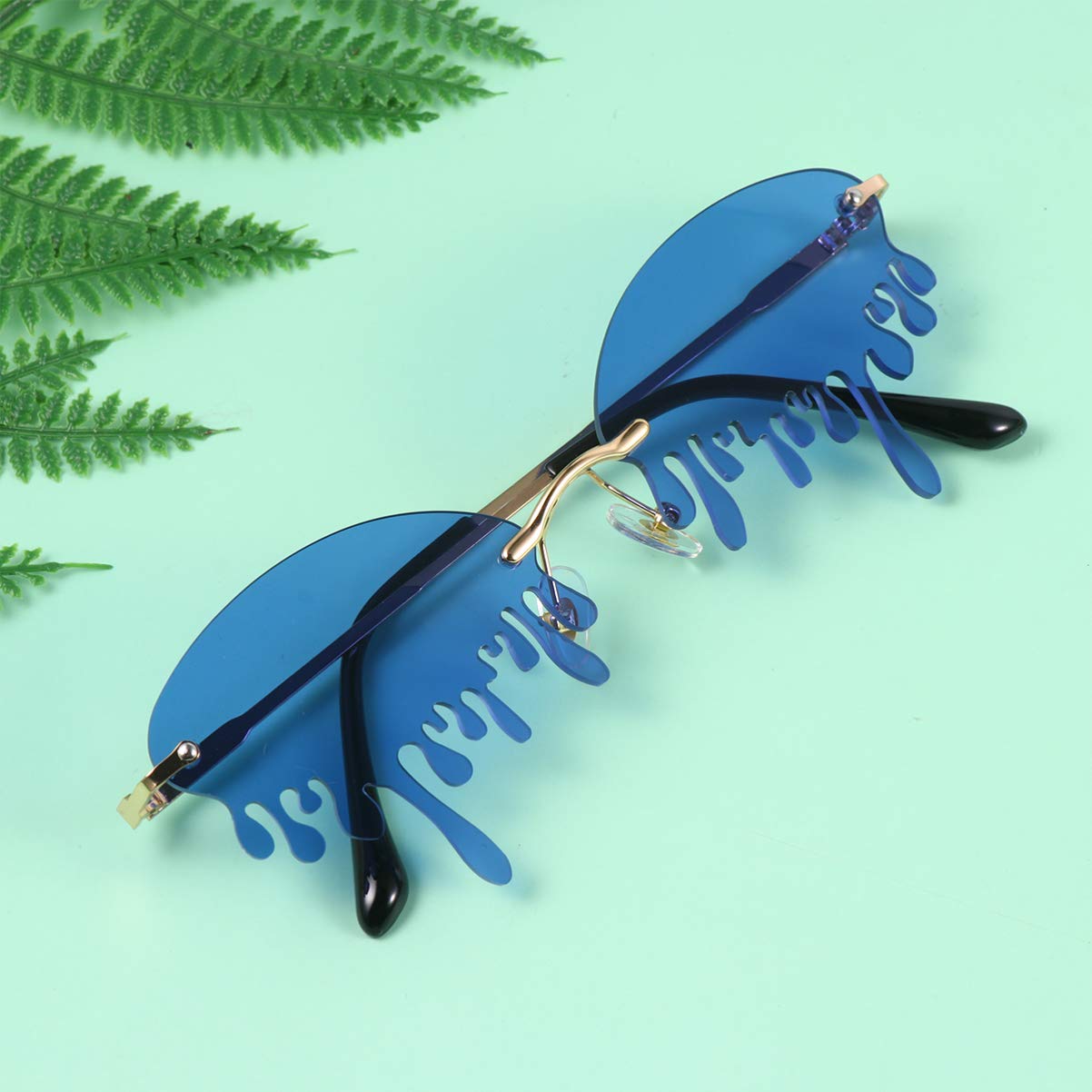 VALICLUD Fashion Rimless Teardrop Sunglasses for Women - Trendy Cat Eye Sunglasses with UV Protection - Perfect for Beach, Driving & Outdoor Activities