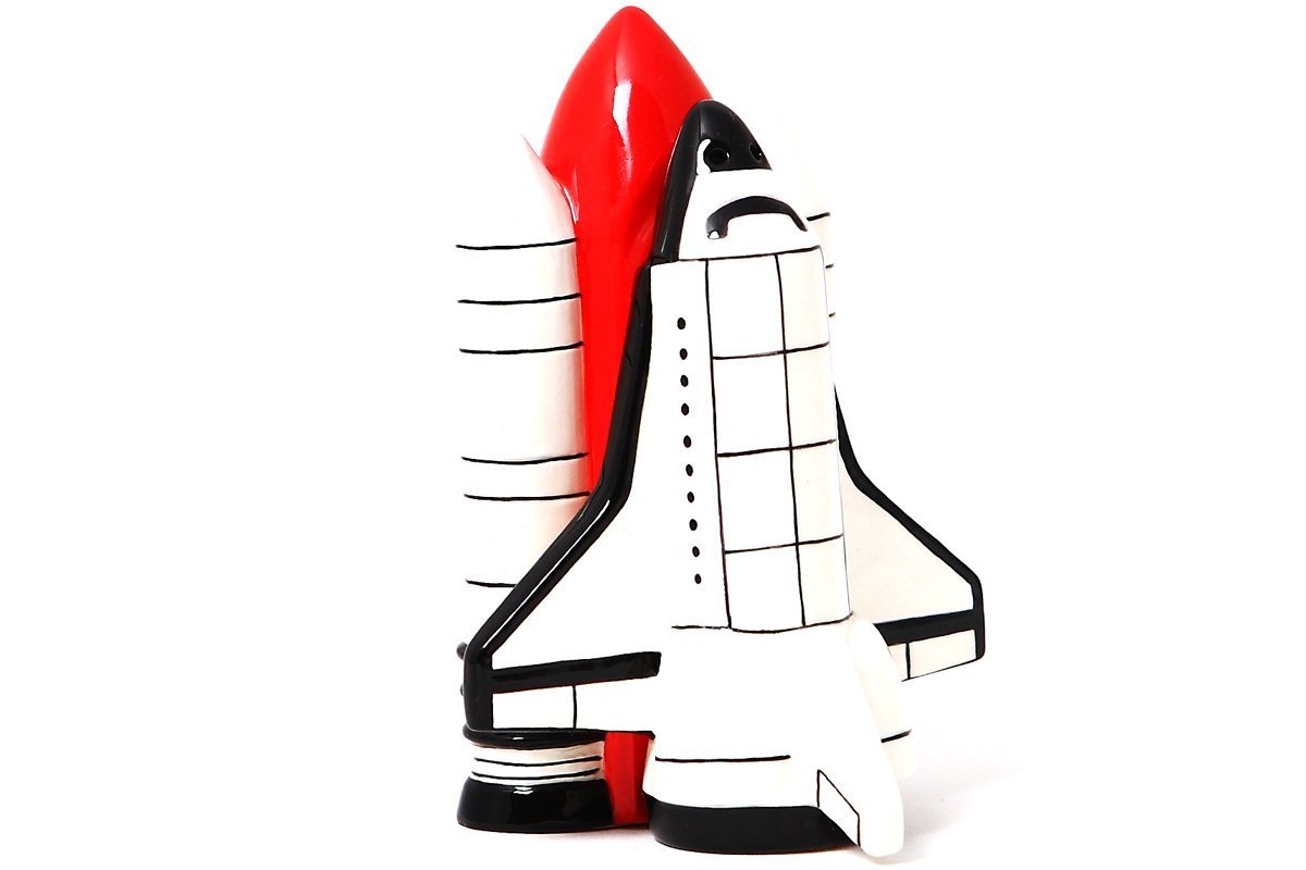 Ceramic Space Shuttle Salt and Pepper Shakers Set - Unique NASA-Inspired Kitchen Decor for Home, Restaurant, or Office Use