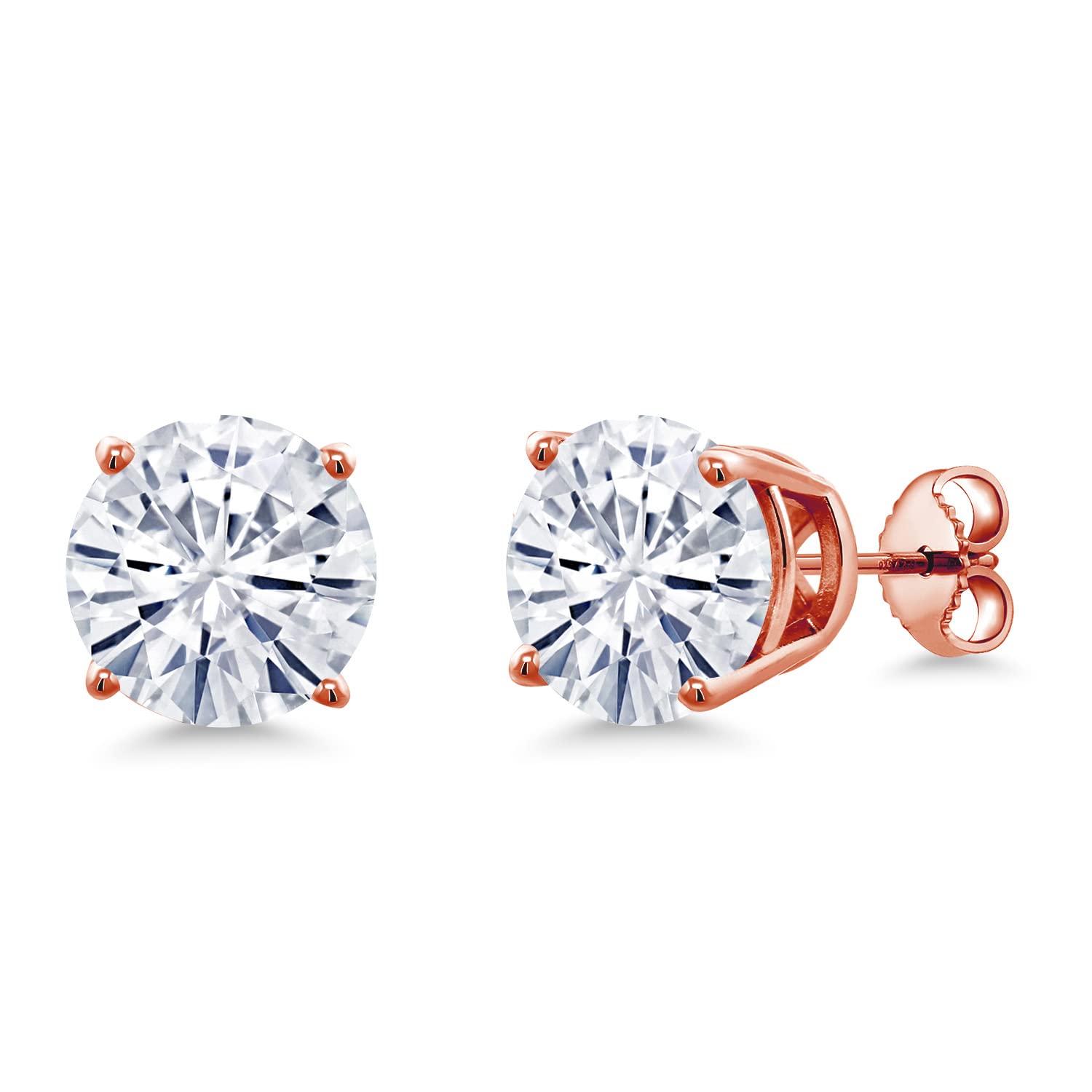 18K Rose Gold Plated Silver 10MM Round Birthstone Stud Earrings for Women & Men - Gemstone Jewelry Gift for Anniversary, Birthday & Special Occasions