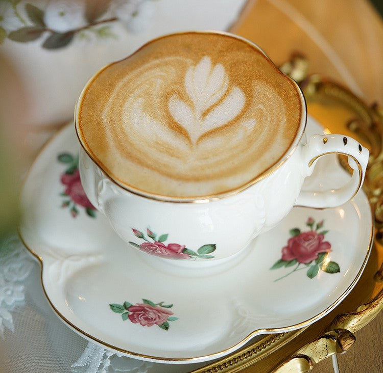 Elegant British Royal Rose Bone China Porcelain Tea Cup Set - Ceramic Coffee & Afternoon Tea Cups with Saucer in Gift Box - Perfect for High Tea, Bridal Showers & Luxury Home Decor