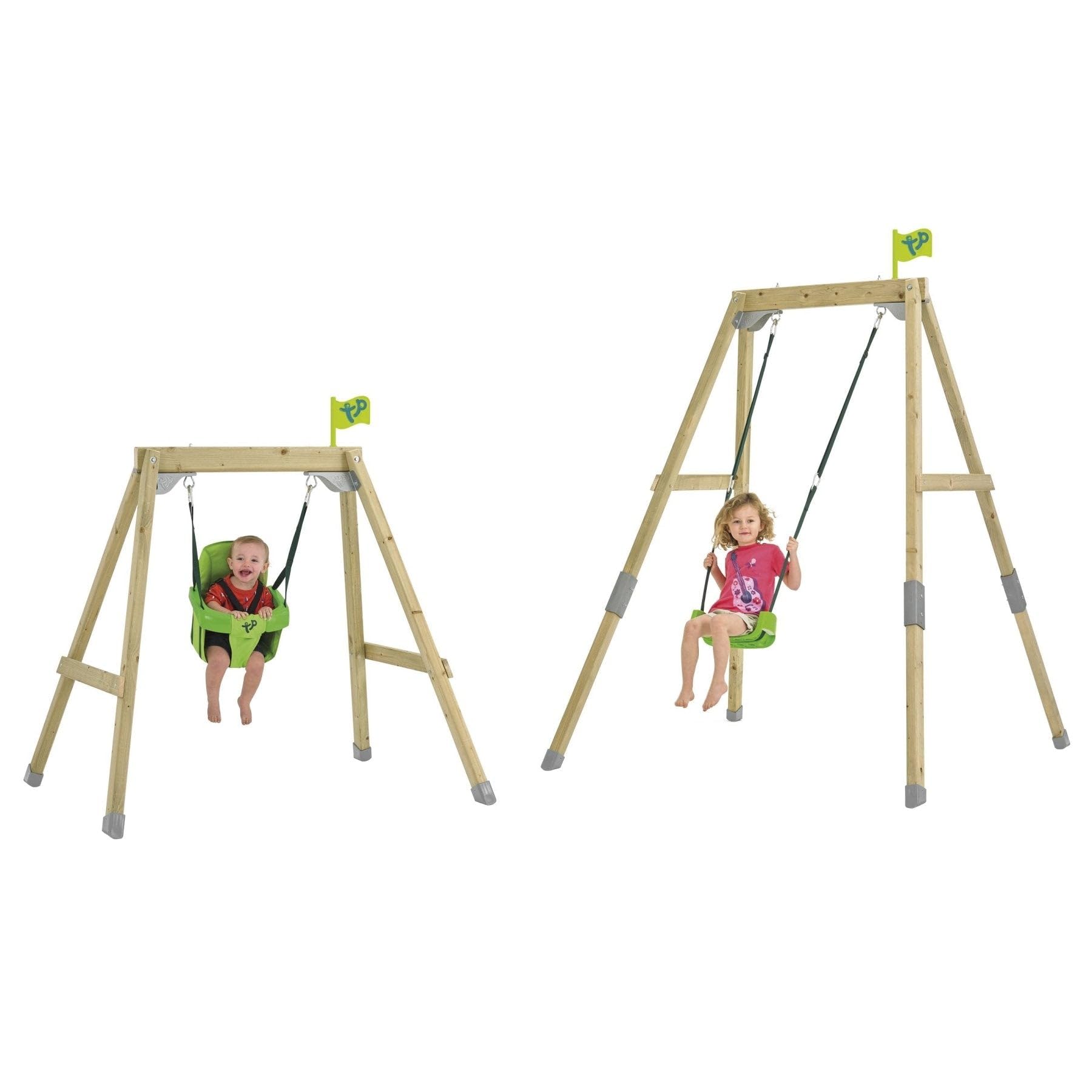2-in-1 FSC Certified Wooden Swing Set for Kids - Baby Swing Chair & Play Gym with 200cm Anchoring Kit | Outdoor Backyard Playground Equipment for Toddlers & Infants
