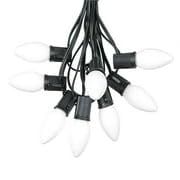 100 Foot C9 White Ceramic Christmas String Lights - Outdoor Holiday Lights with Opaque Bulbs & Black Wire - Perfect for Roofline, Trees, and Patio Decorations