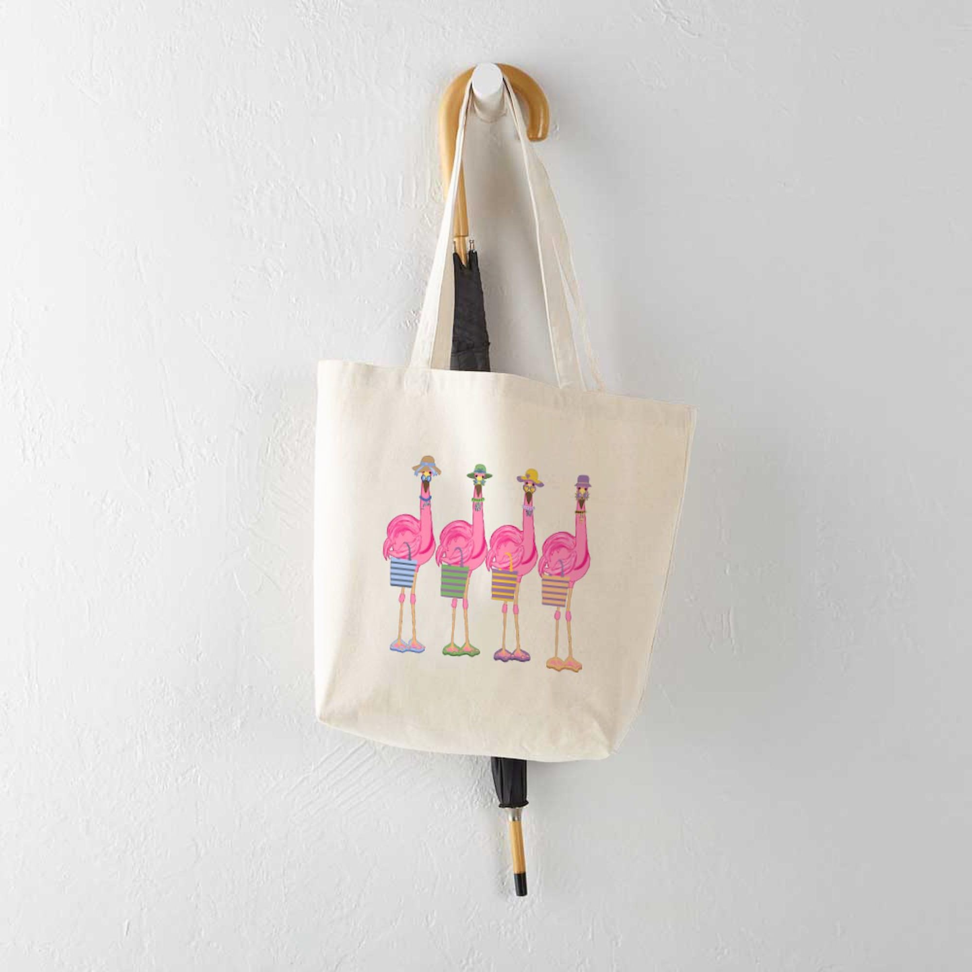 Snazzy Flamingos Canvas Tote Bag - Eco-Friendly Reusable Shopping Bag for Groceries, Beach & Daily Use | Natural Cotton Tote with Unique Design
