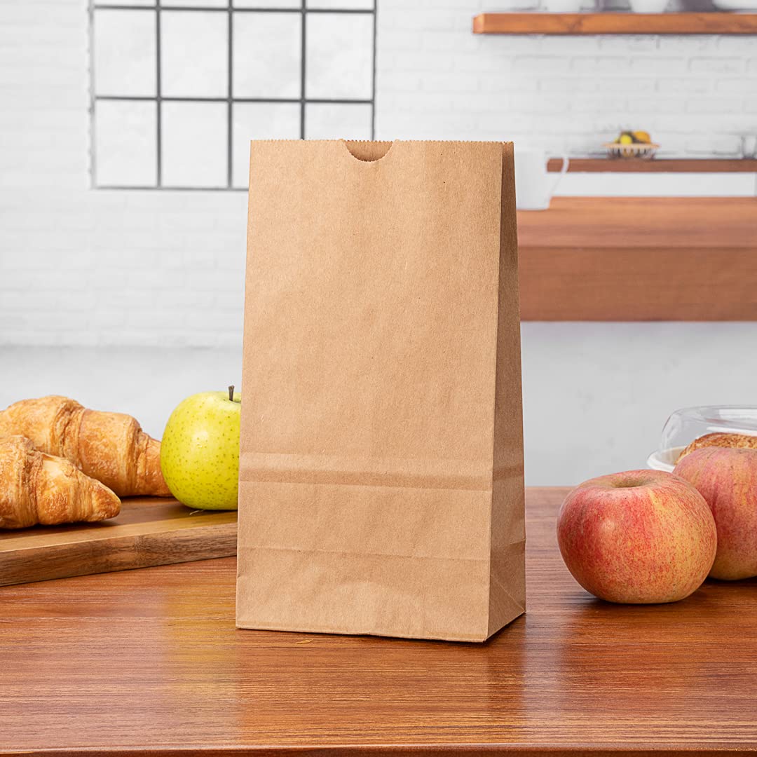 100-Pack 4 LB Disposable Lunch Bags - Flat Bottom Kraft Takeout Bags for Restaurants, Cafes & Bakeries | Sturdy Eco-Friendly Popcorn & Food Packaging Bags for Catering, Food Trucks & Party Events