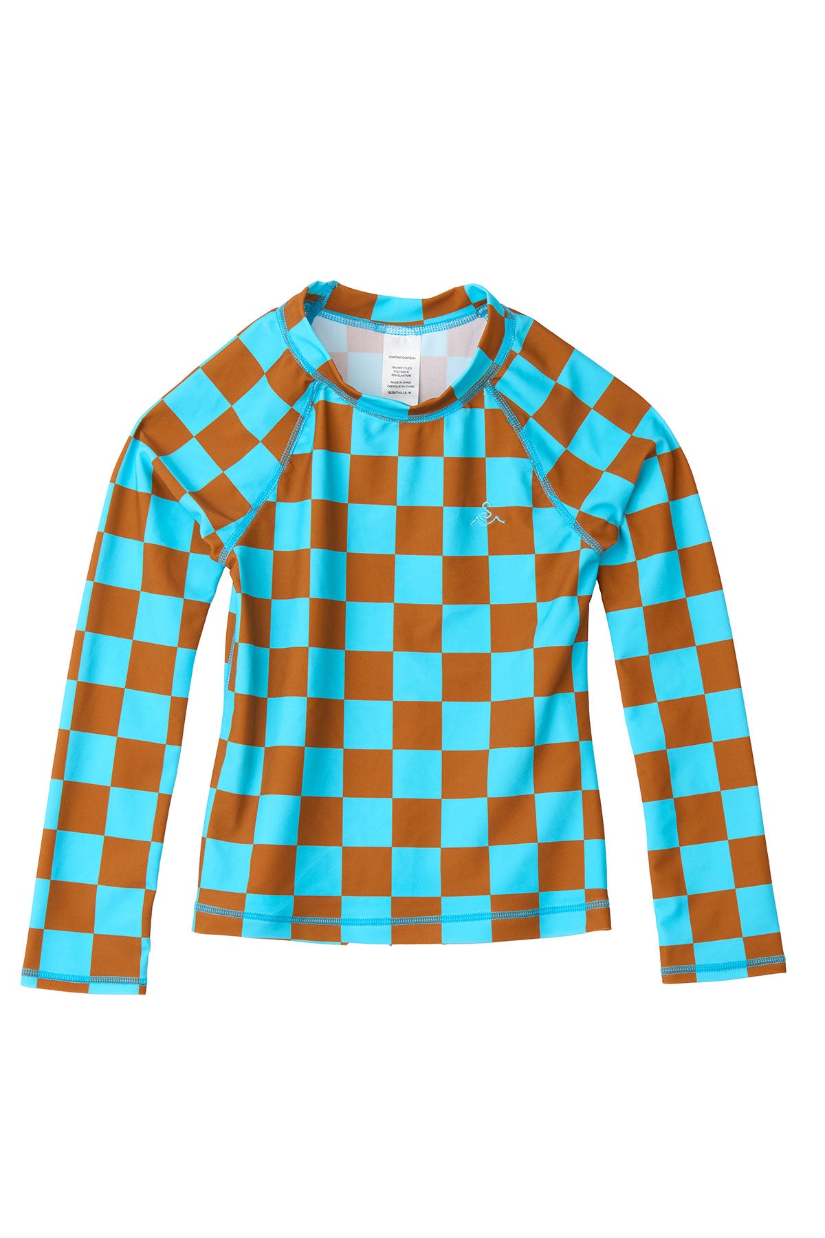 Kids Rashguard UV Protection Swim Shirt - Caribbean Check Print for Boys & Girls - Perfect for Swimming, Surfing, and Beach Activities