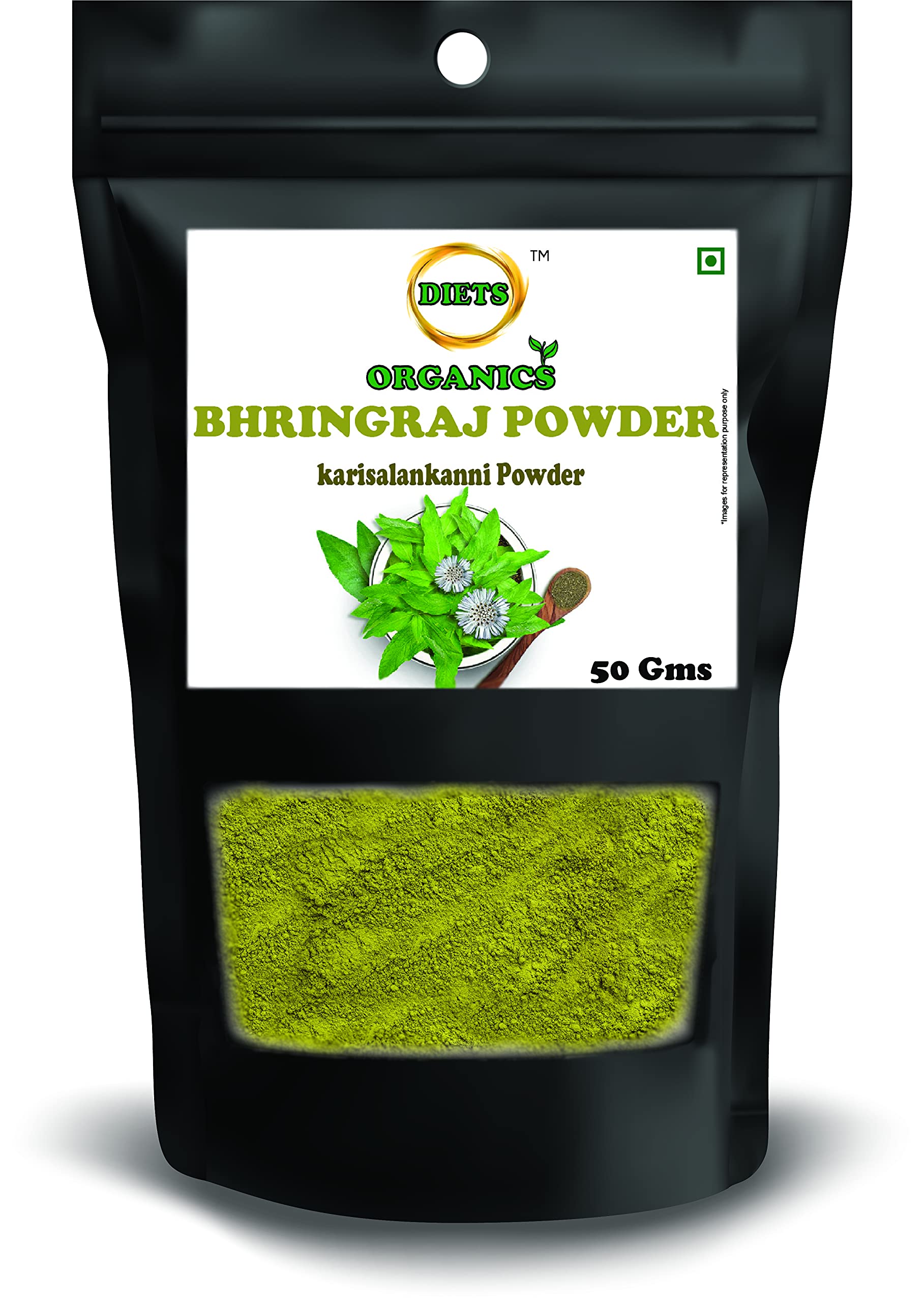 DIETS ORGANICS Bhringraj Powder for Hair Growth - 50g | Natural Ayurvedic Hair Care for Thicker, Longer Hair | Promotes Scalp Health & Reduces Hair Fall | Perfect for DIY Hair Masks & Ayurvedic Treatments
