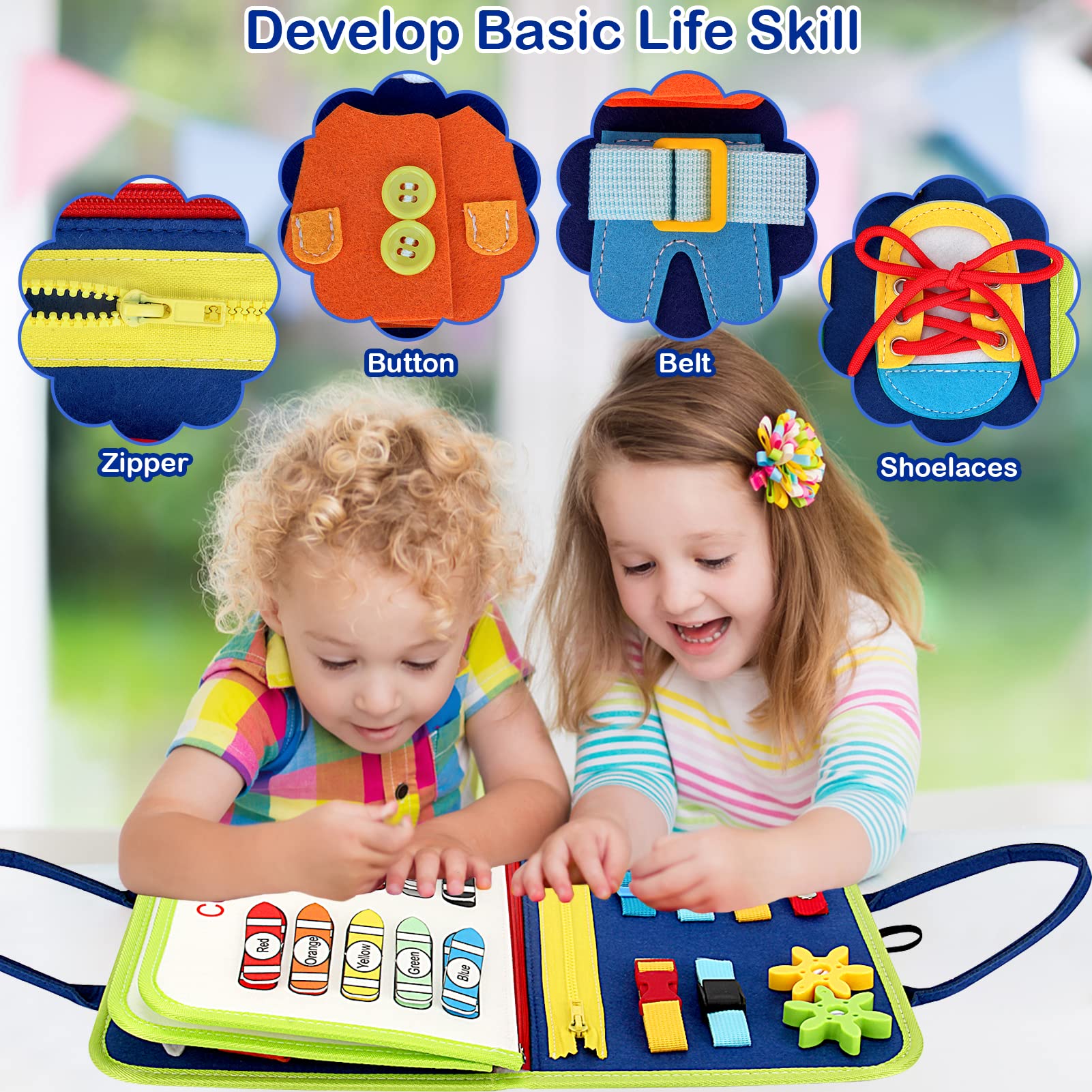 Busy Board for Toddlers - 8-in-1 Educational Toy with Alphabet & Counting for Travel