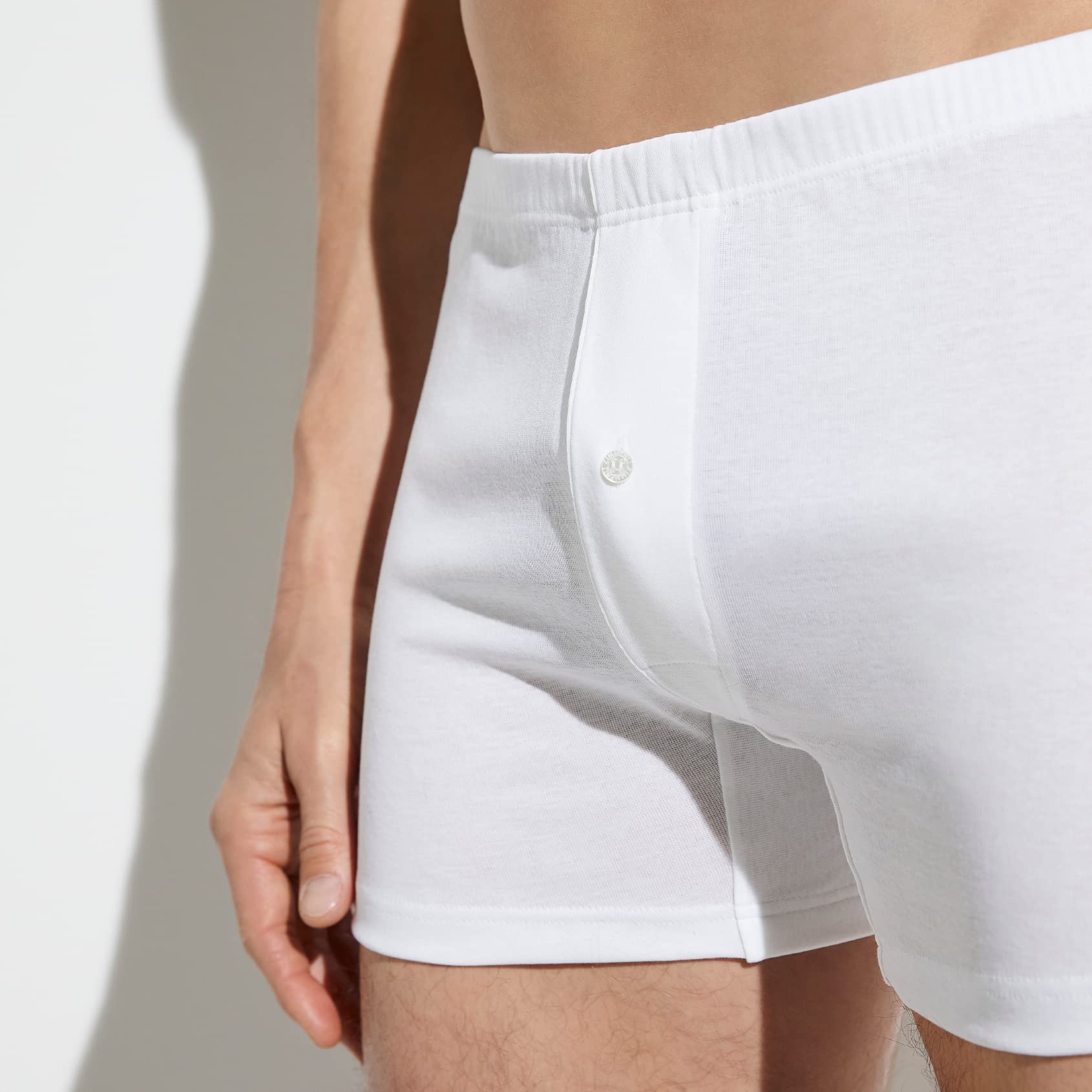 Zimmerli Men's Premium Business Class Open Button Fly Boxer Briefs - 2221477 - Size L - White - Ideal for Work, Travel & Everyday Comfort
