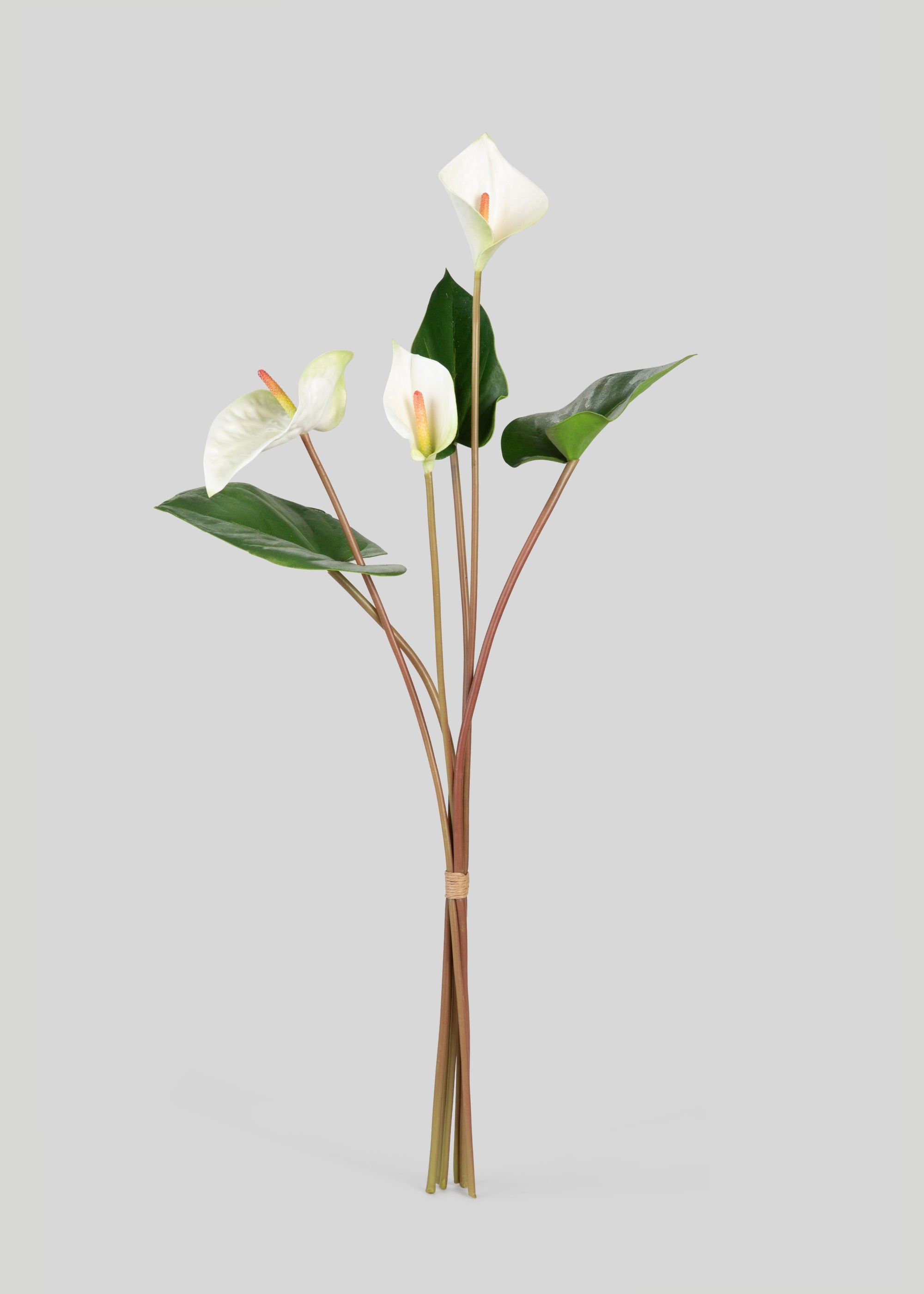 25 Pack White Tropical Anthurium Artificial Flowers - Realistic Fake Floral Arrangement for Home Decor, Wedding Centerpieces, Office & Party Decorations
