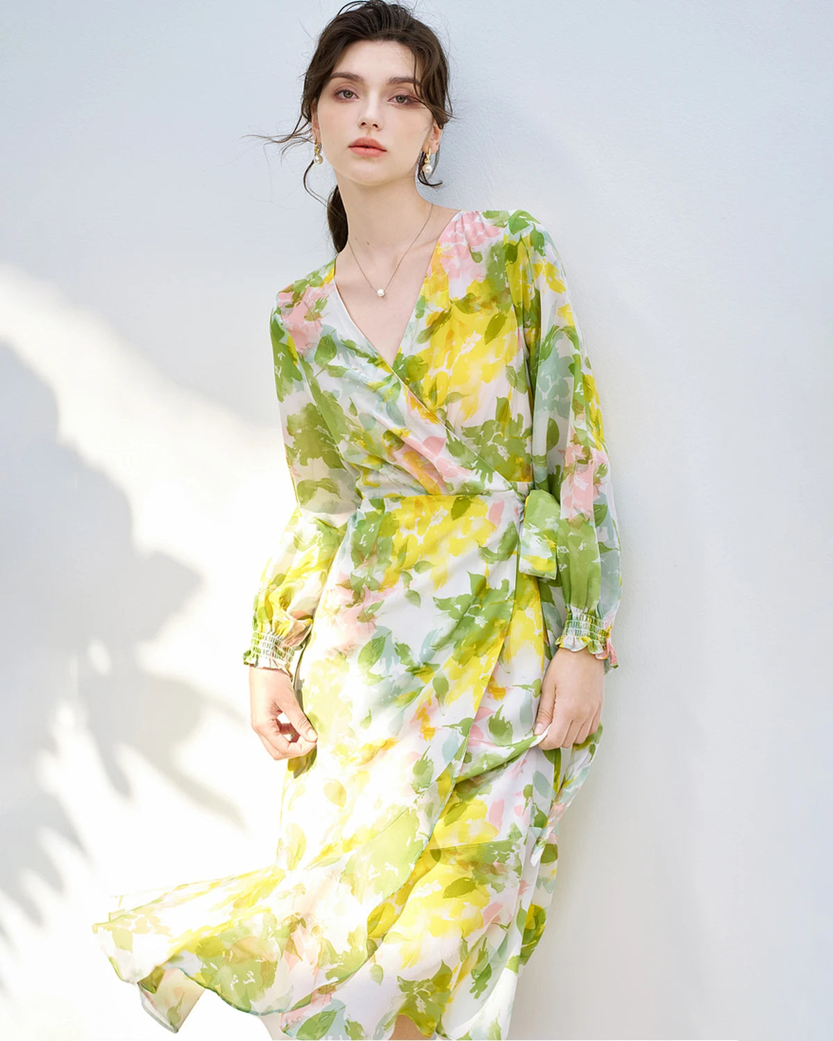 Elegant Floral Print Silk Dress for Women | Summer Party & Wedding Guest Outfit | Breathable & Comfortable Formal Wear