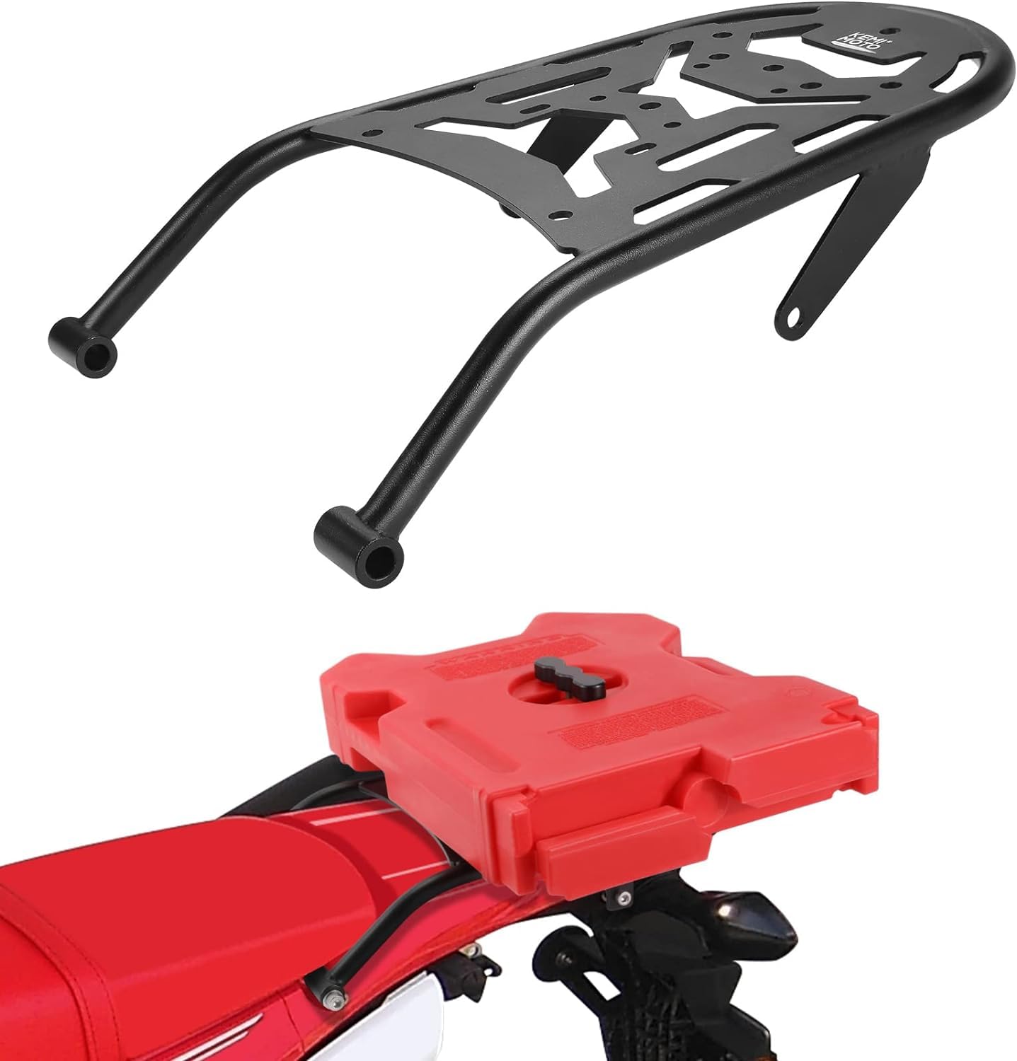 KEMIMOTO Heavy Duty Rear Rack for Honda CRF450L/CRF450RL (2019-2024) - Durable Motorcycle Luggage Carrier & Tail Storage Rack for Enduro Adventure Riding, Off-Road Camping & Long-Distance Travel