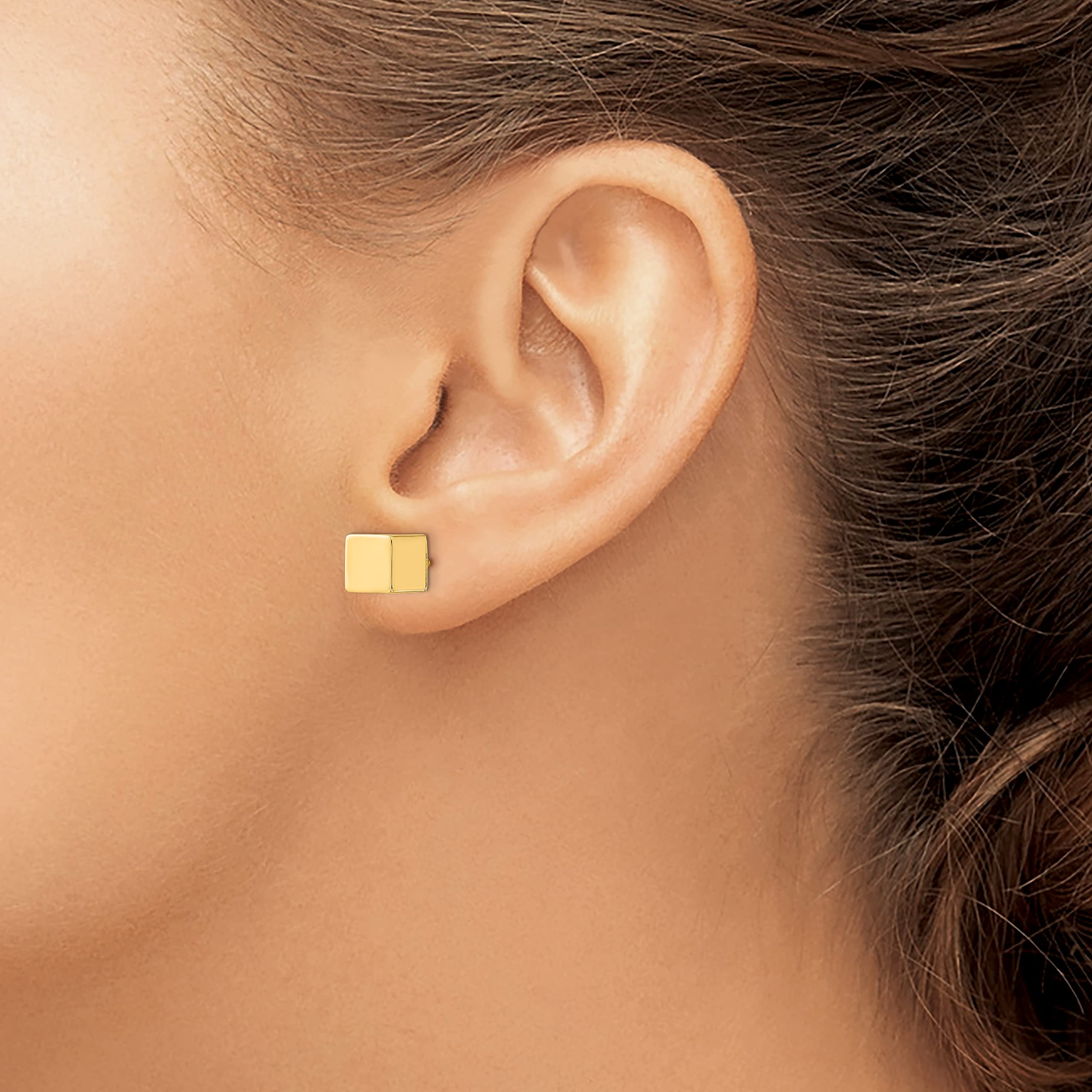 14K Solid Yellow Gold 5mm/7mm Cube Stud Earrings with Screw Back - Elegant Minimalist Jewelry for Everyday Wear, Gift for Her, Wedding, Anniversary & Special Occasions