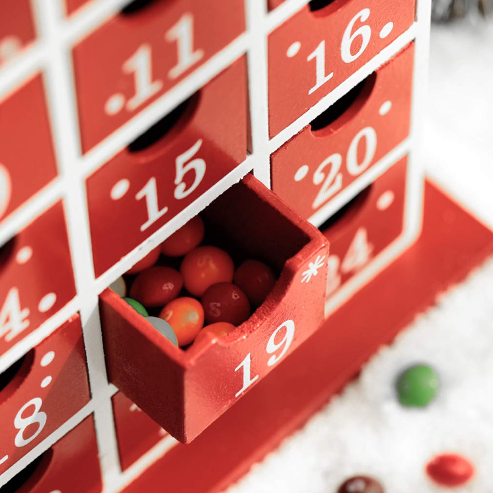 24-Day Wooden Christmas Countdown Advent Calendar with Drawers - Cute Holiday Decoration & Candy Storage Box for Kids | Perfect for Home Decor, Gift Giving & Festive Countdown Celebrations