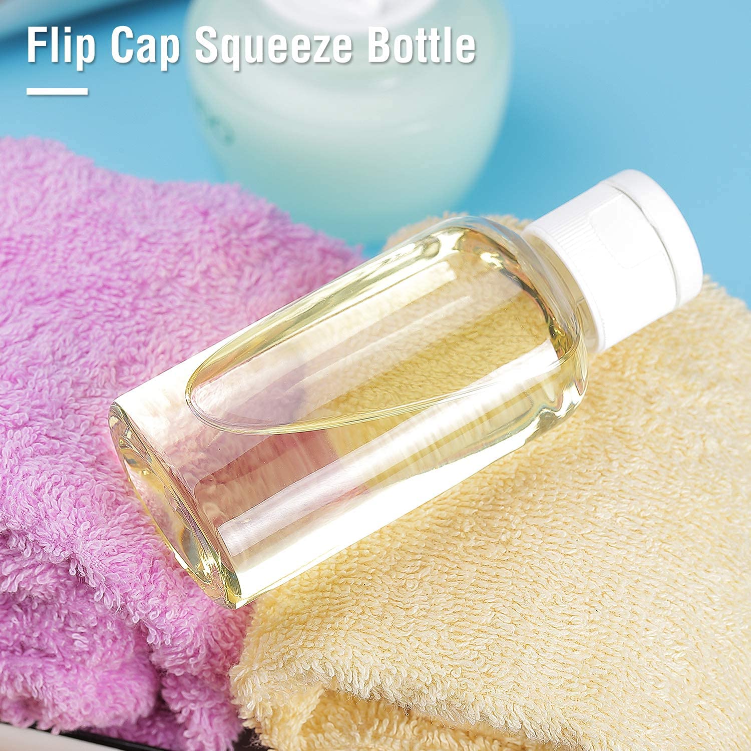 12-Pack 50ml Clear Refillable Travel Bottles - Leak-Proof Squeeze Cosmetic Containers with Flip Caps for Toiletries, Shampoo, Lotion | Perfect for Air Travel, Gym, Camping & Home Organization