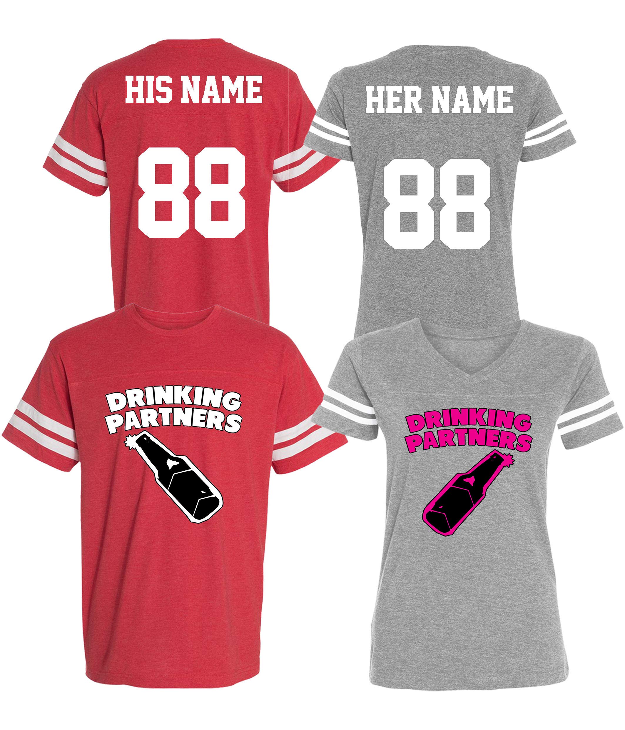 Custom Personalized Cotton Couple Jerseys - His & Her Matching Jersey Shirts for Anniversaries, Valentine's Day & Game Day Outfits
