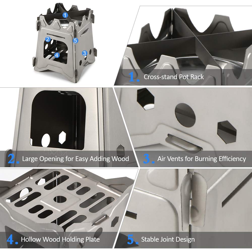 Lixada Titanium Camping Stove - Ultra Lightweight Folding Backpacking Stove with Alcohol Tray | Portable Outdoor Cooking Stove for Hiking, Travel & Survival | Perfect for Backpacking, Camping & Emergency Preparedness