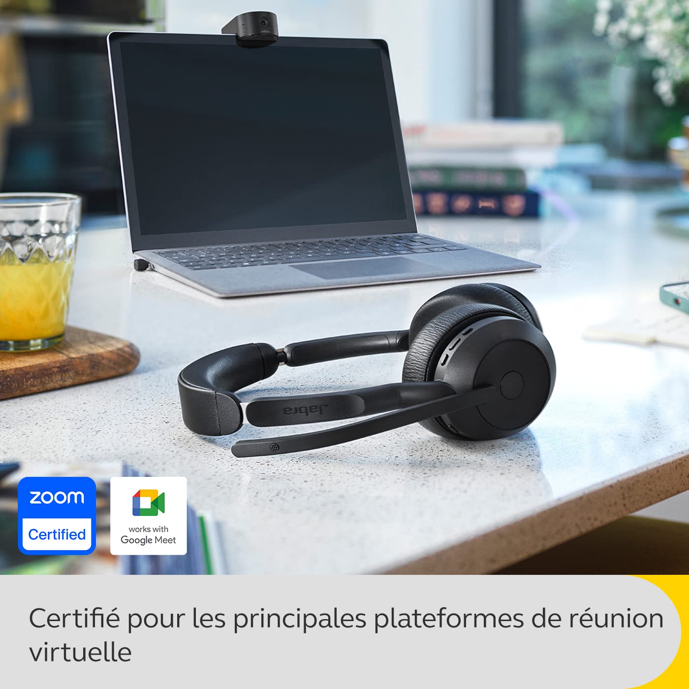Jabra Evolve2 55 Wireless Stereo Headset with Noise Cancelling Mic & ANC - UC Compatible with Zoom, Google Meet - Black | Perfect for Home Office, Remote Work & Online Meetings