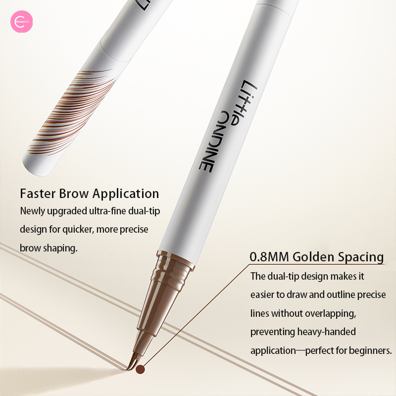 Little Ondine WildBrow Dual End Precision Defining Brow Pen - Waterproof Eyebrow Pencil for Natural Looking Brows - Perfect for Everyday Makeup and Professional Use