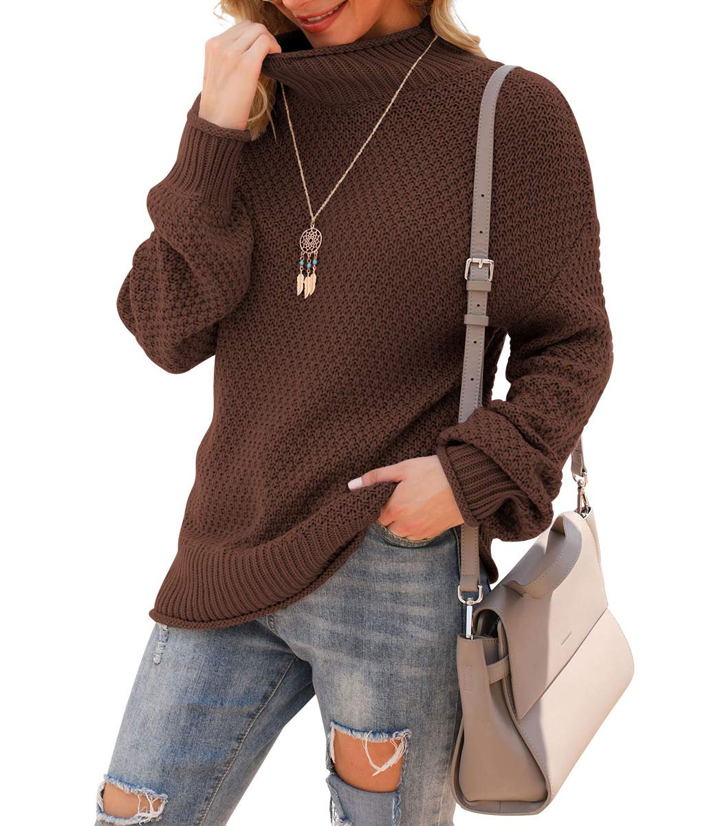Jouica Women's Oversized Turtleneck Sweater - Batwing Long Sleeve Chunky Knit Pullover Jumper for Casual Winter Outfits & Cozy Home Wear