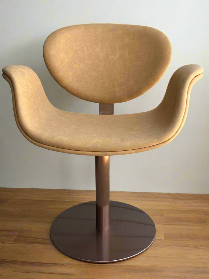 Tulip Swirl Chair in Camel & Black - Modern Accent Chair for Living Room, Bedroom, or Office