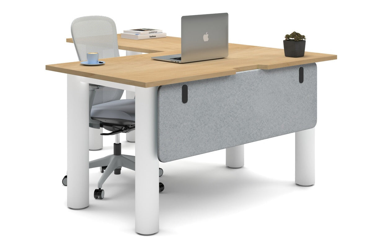 L-Shaped Corner Office Desk with Quadro Cylinder Legs - 1400L x 1800W with Cable Management Scallop - Perfect for Home Office, Gaming Setup & Workspace Organization