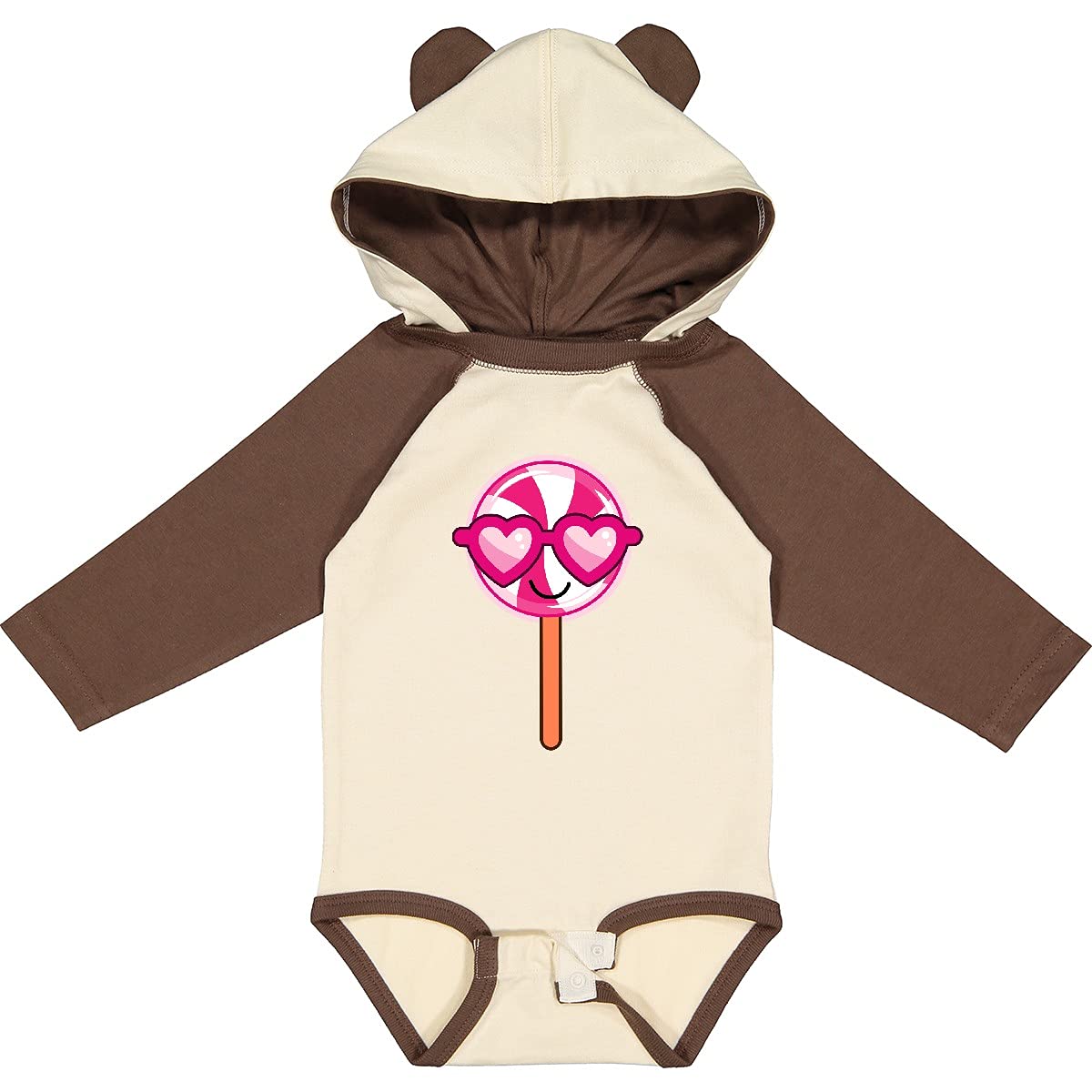 Inktastic Candy Sweets with Sunglasses Baby Long Sleeve Creeper - Soft & Cute Outfit for Newborns, Infants & Toddlers - Perfect for Playdates, Photoshoots & Everyday Wear