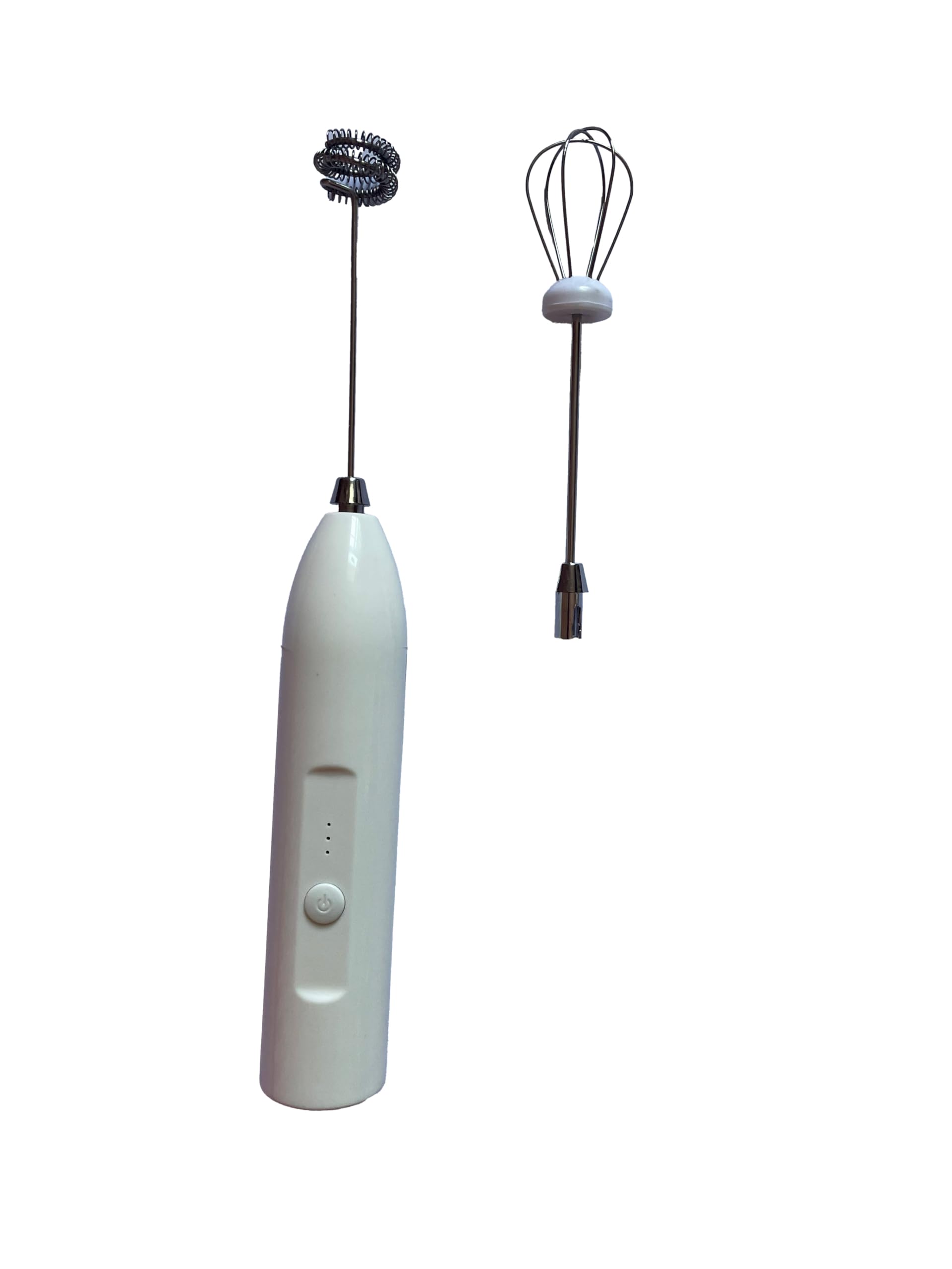 Electric Handheld Milk Frother - 3-Speed Adjustable Whisk with Stainless Steel Head, Battery Operated (4 AA Batteries Not Included) - Perfect for Making Latte, Cappuccino, Matcha & Egg Foam at Home or Café (White)