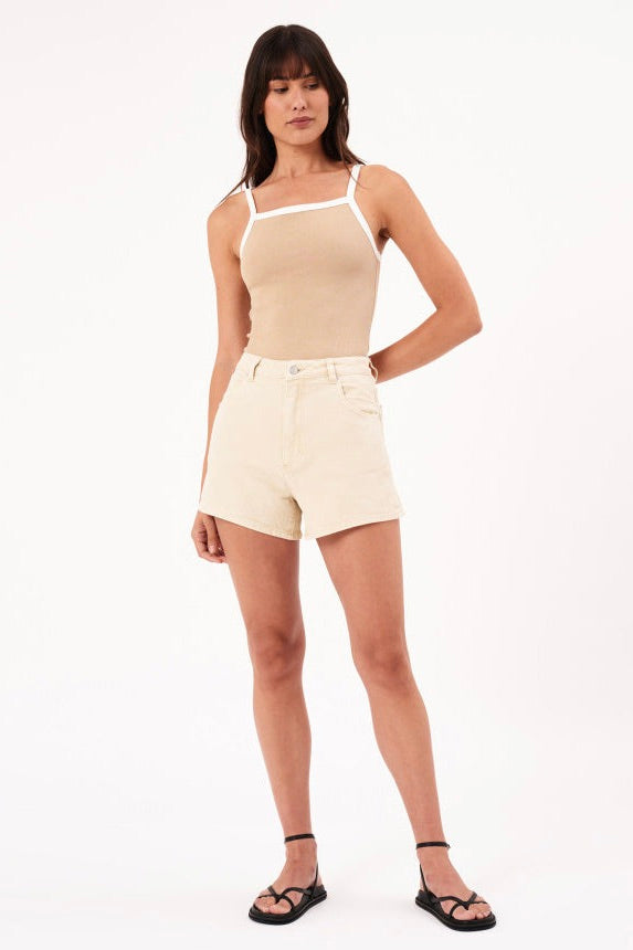 Mirage Ecru Lyocell Denim Shorts for Women - High Waisted Comfortable Summer Shorts - Perfect for Beach, Vacation and Casual Outfits
