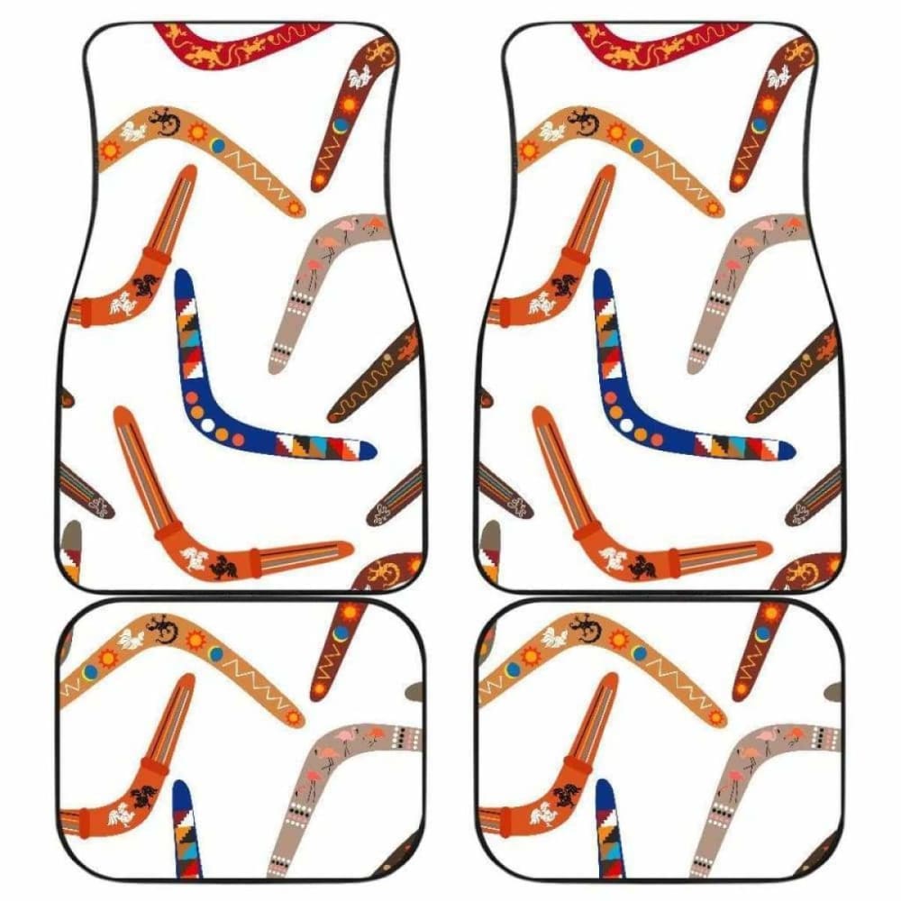 Authentic Australian Aboriginal Boomerang Pattern Car Mats - Front & Back Set - Durable & Stylish Floor Mats for Cars, SUVs, Trucks - Perfect for Home Decor, Gifts & Cultural Enthusiasts