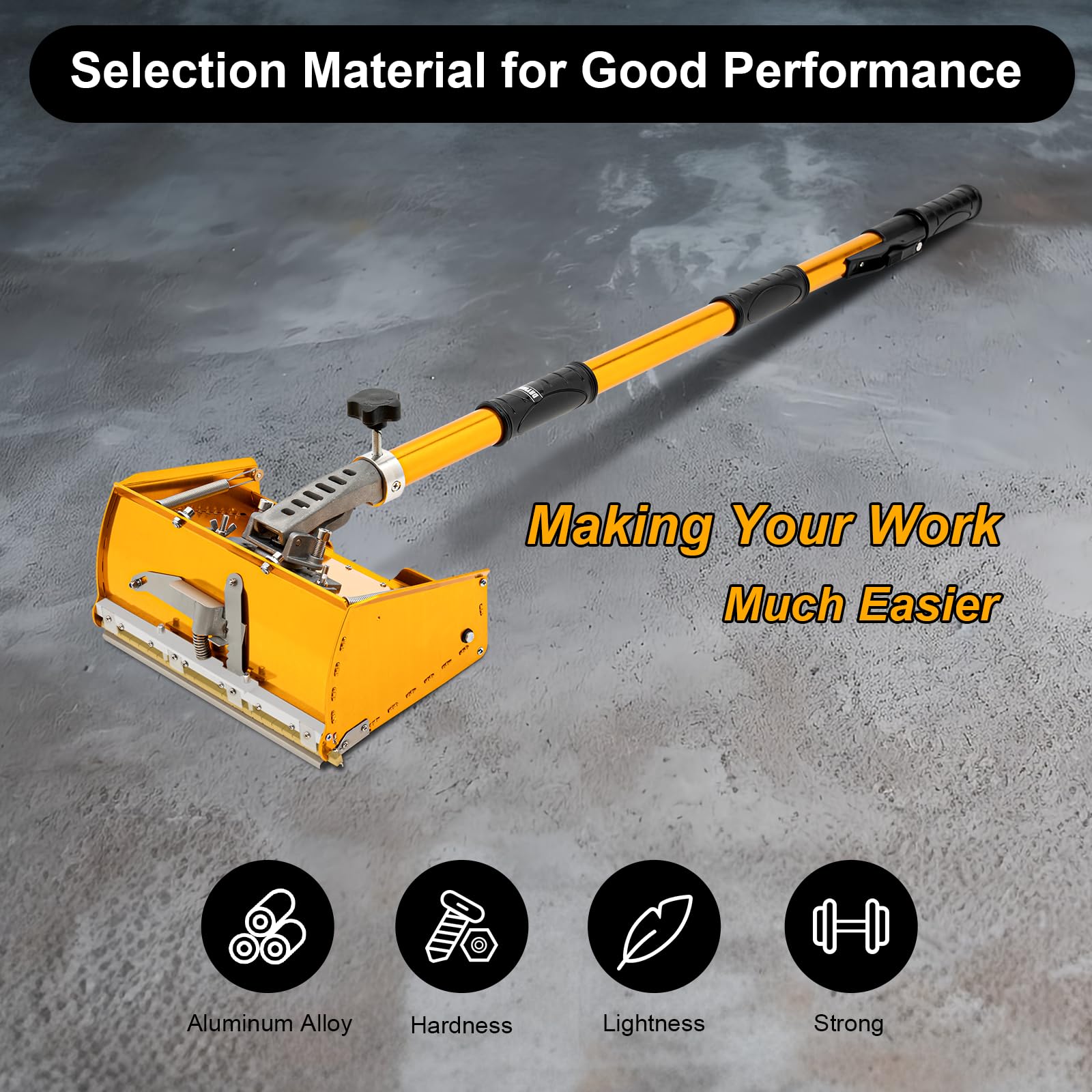 Professional 10'' Aluminum Alloy Drywall Flat Box with Adjustable Extension Handle (41''-66'') - Perfect for Drywall Finishing, Sheetrock & Wallboard Smoothing | Ideal for Home Renovation, Construction Projects & Professional Contractors