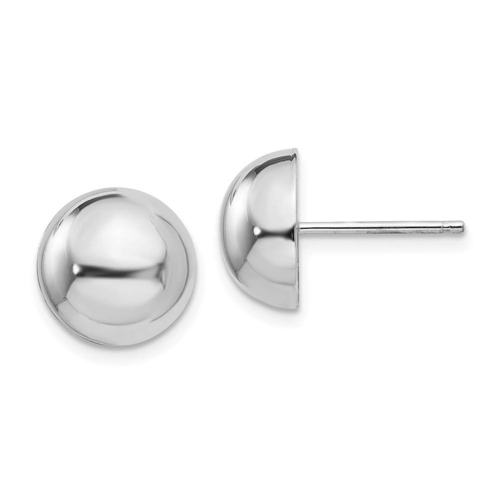 14K White Gold 10mm Half Ball Post Earrings for Women - Hypoallergenic Stud Earrings for Sensitive Ears - Perfect for Everyday Wear, Work & Special Occasions