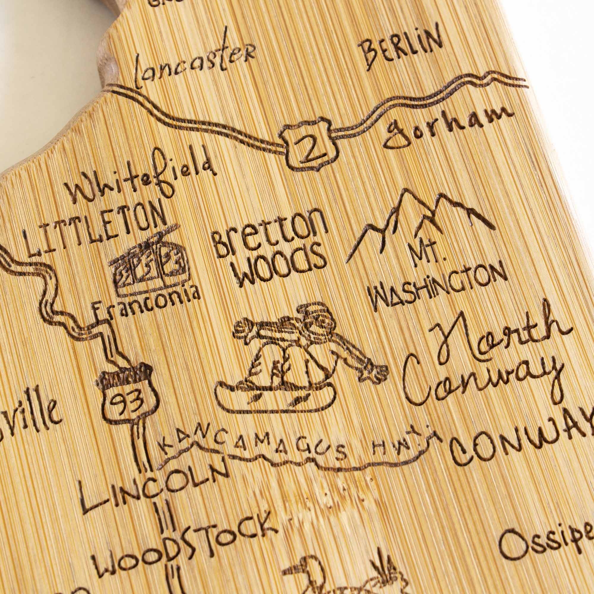 Premium New Hampshire Themed Wooden Cutting Board - 9