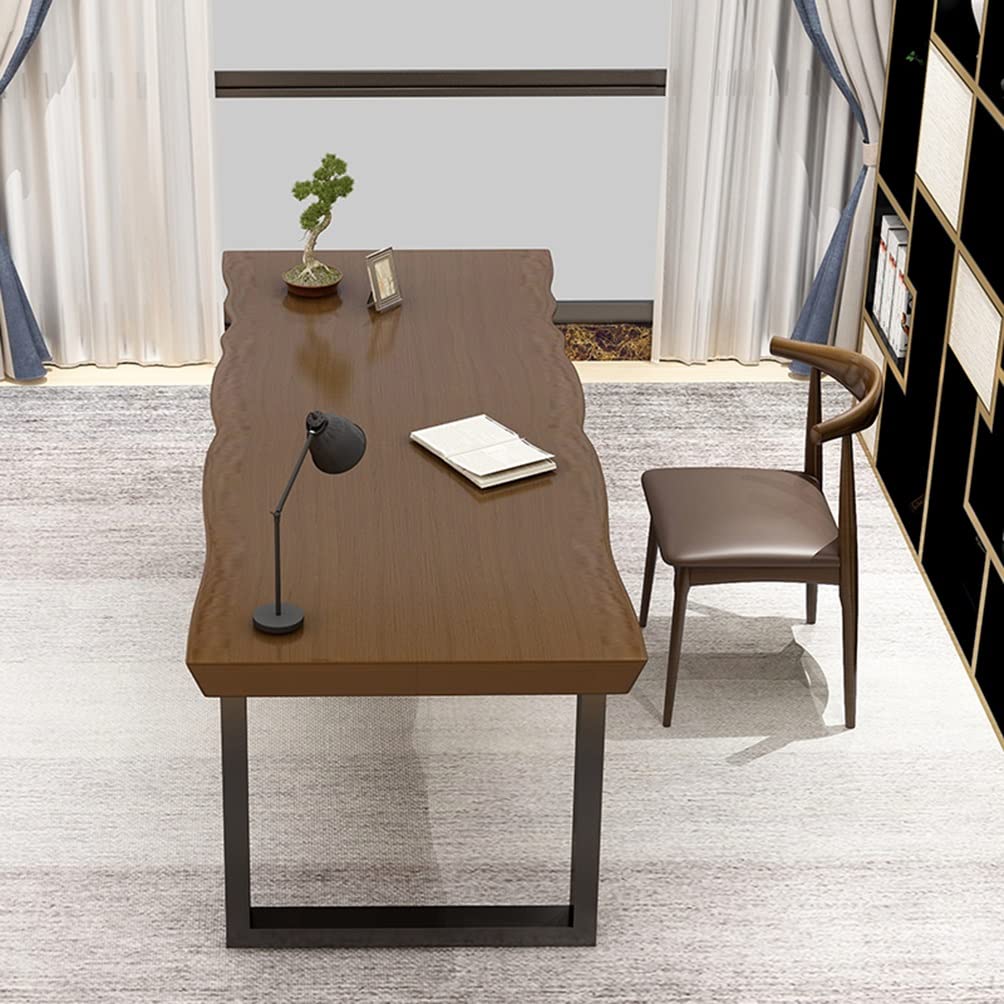 Modern Industrial Solid Wood Dining Table - 140X70X75CM, Home Office Kitchen Conference Computer Desk, Multi-Purpose for Dining, Working & Entertaining - Perfect for Small Spaces & Modern Interiors