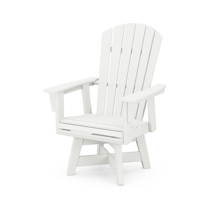 POLYWOOD Nautical Curveback Adirondack Swivel Dining Chair - All-Weather Outdoor Furniture for Patio, Poolside & Beach - Durable Resin Wicker Chair with 360° Rotation