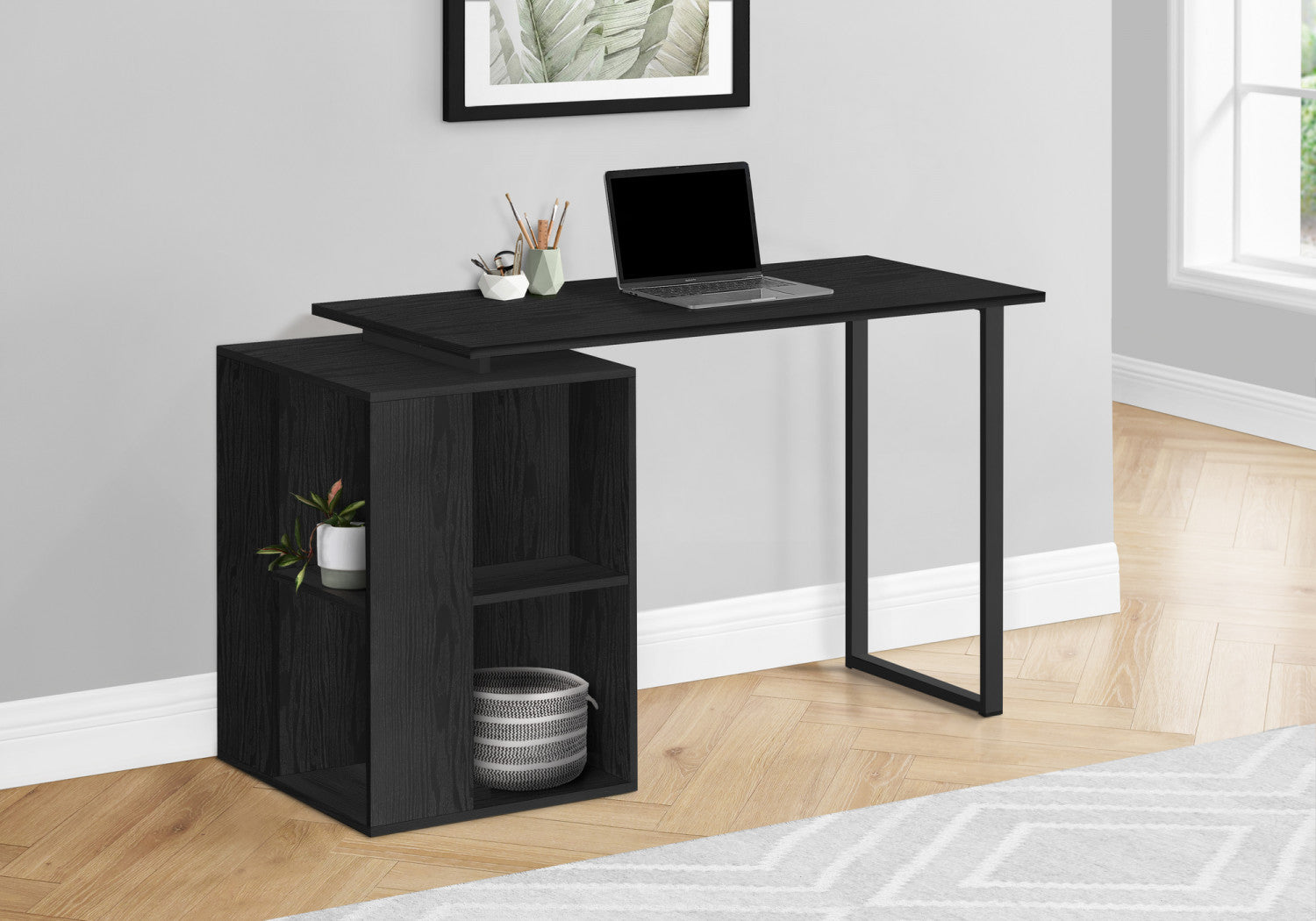 Arken Black Modern Office Desk - Sleek & Durable Computer Workstation for Home & Office Use | Perfect for Remote Work, Study & Gaming