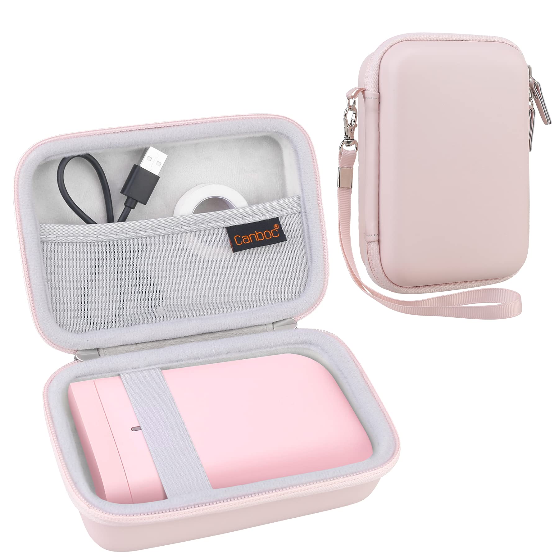 NIIMBOT D11 Hard Carrying Case with Mesh Bag - Portable Protective Storage for Bluetooth Label Printer, Label Tapes & Accessories (Pink) - Ideal for Office, Retail & Home Organization