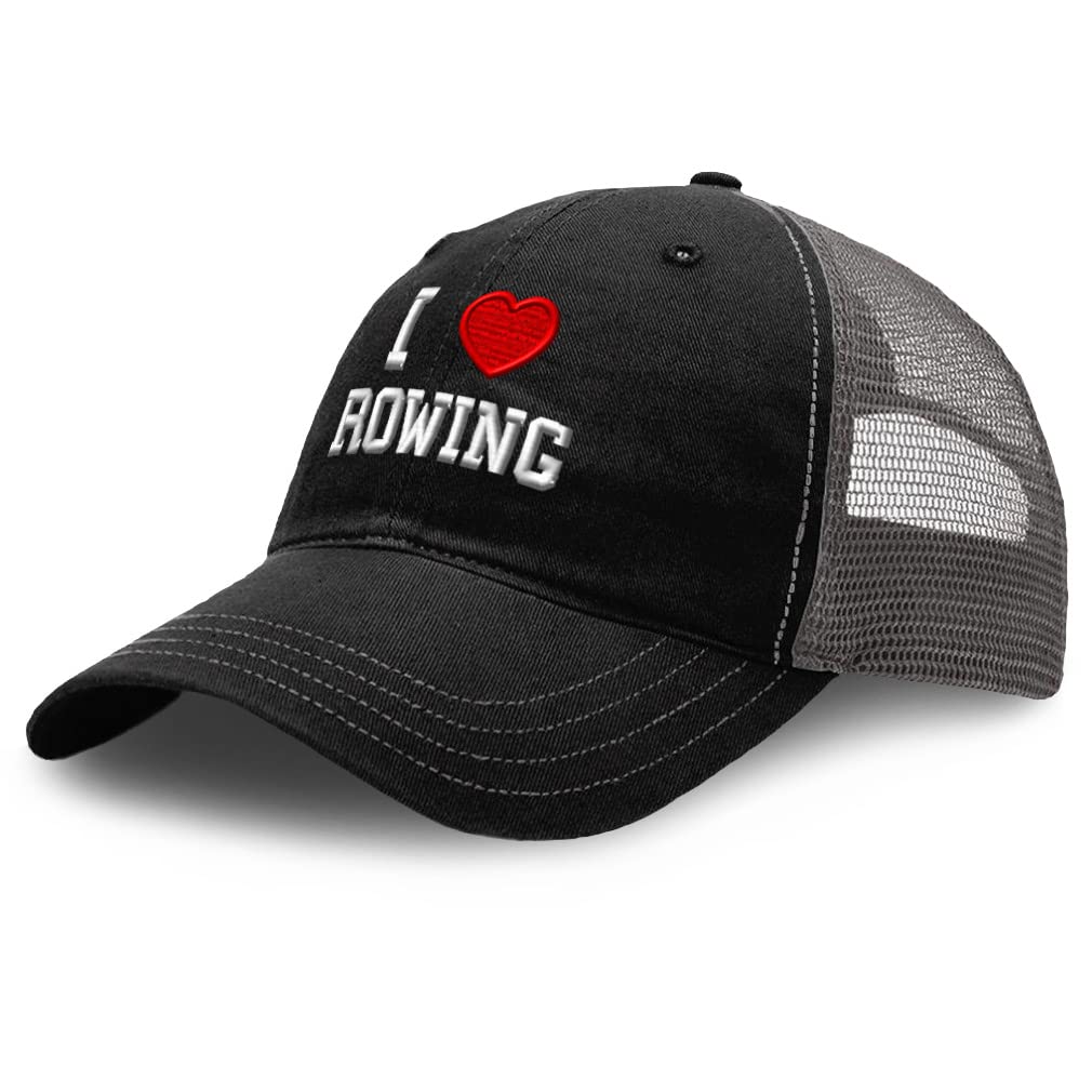 Custom Baseball Cap with Red Heart Design - Soft Cotton & Mesh for Rowing & Sports Lovers - Perfect for Outdoor Activities, Workouts, and Casual Wear