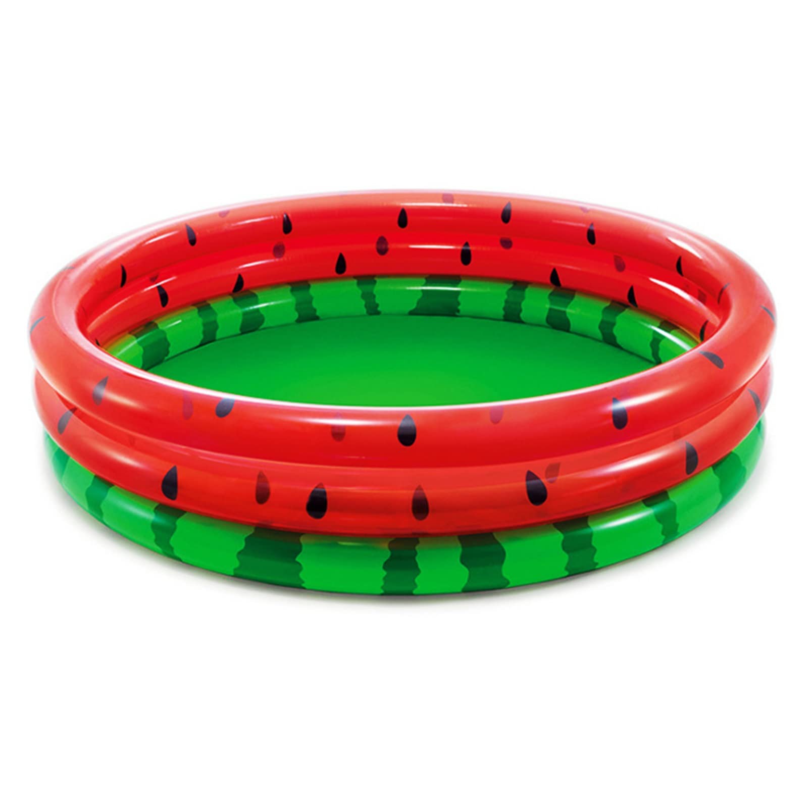Inflatable Baby Pool with 3 Rings - Watermelon Design Kids Swimming Pool for Backyard, Outdoor Water Play & Family Fun - 168 x 38cm (Red) - Perfect for Summer Parties, Toddler Splash Time & Beach-Themed Activities