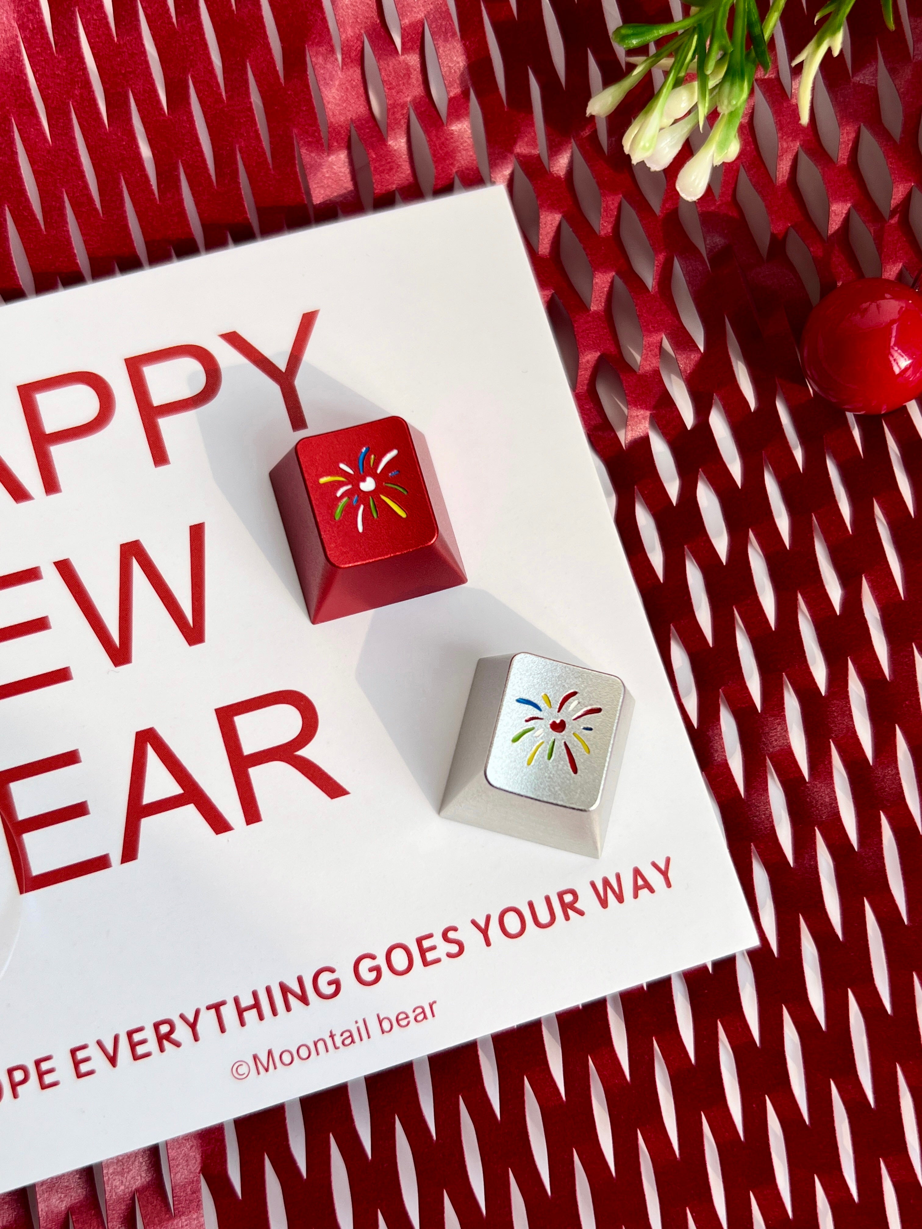 Premium CNC Machined Aluminum Alloy Keycaps - Anodized Dazzling Fireworks Design for Mechanical Keyboards (Gaming, Typing, Custom Builds)