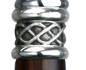 Premium Fritz Walking Cane - Ebony Slim Line Chrome Plated with Braided Pewter Collar (Model V1215) | Durable & Stylish Mobility Aid for Seniors, Hiking, Fashion Accessory, and Injury Recovery