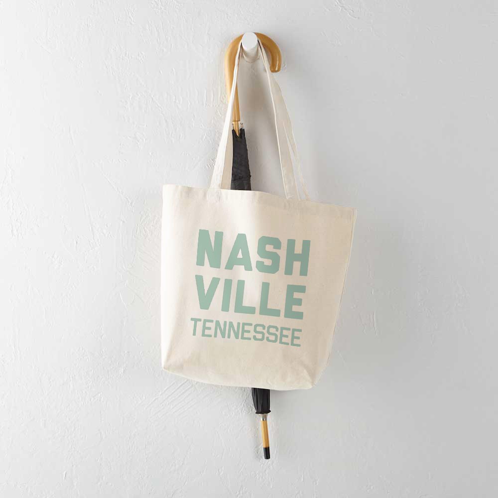 Nashville Tennessee Tote Bag - Natural Canvas Reusable Shopping Bag for Groceries, Beach & Travel | Eco-Friendly Cotton Carryall