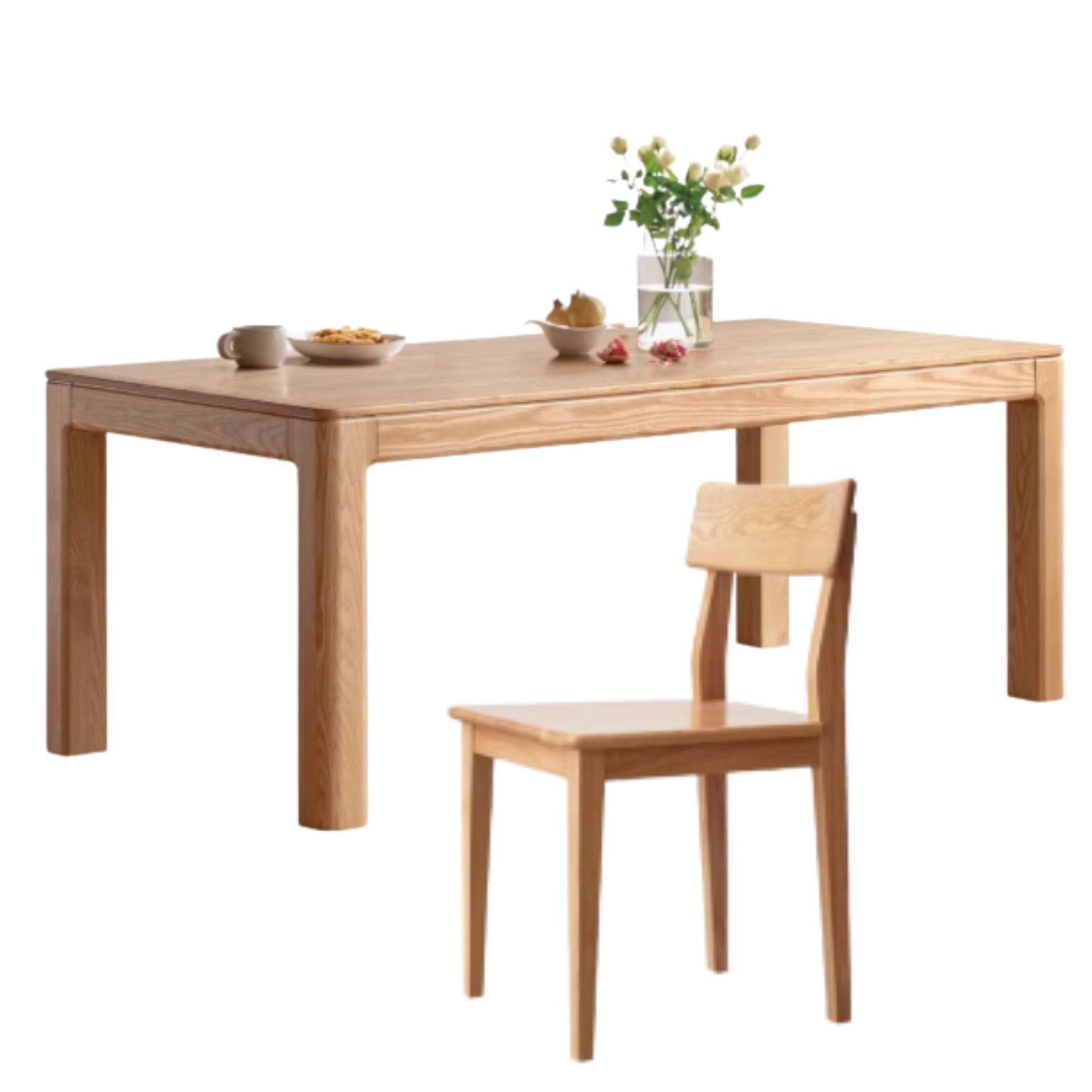 94.5x39.4x29.9 inch / 240x100x76 сm /  Natural Wood Color / Oak Dining table + 4 chair