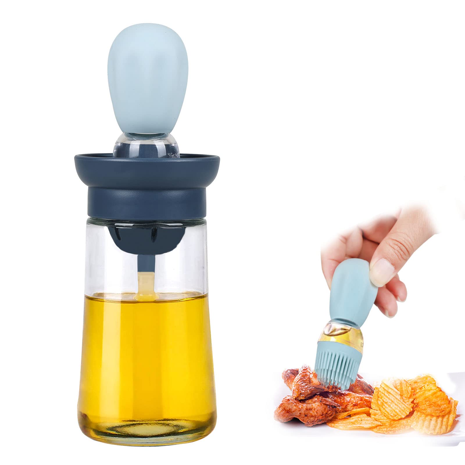 Premium Silicone Oil Dispenser with Brush - 2-in-1 Kitchen Oil Storage & Measuring Container for Cooking, Baking, BBQ, Pancakes & Air Fryer - Perfect for Home Kitchens & Professional Use