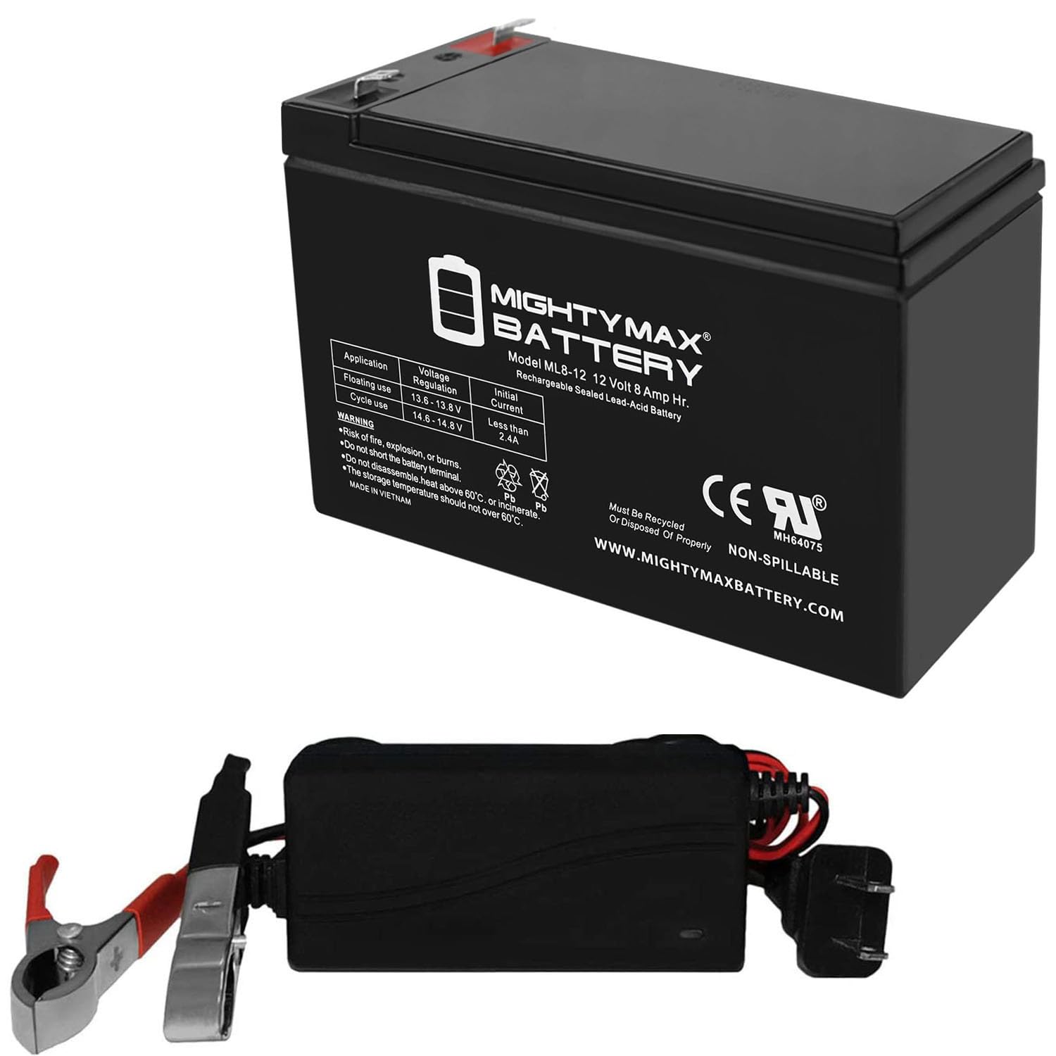 Mighty Max 12V 8AH Rechargeable Battery for Humminbird Ice 45 Fish Finder Flasher - Includes 12V Charger - Perfect for Ice Fishing and Marine Electronics